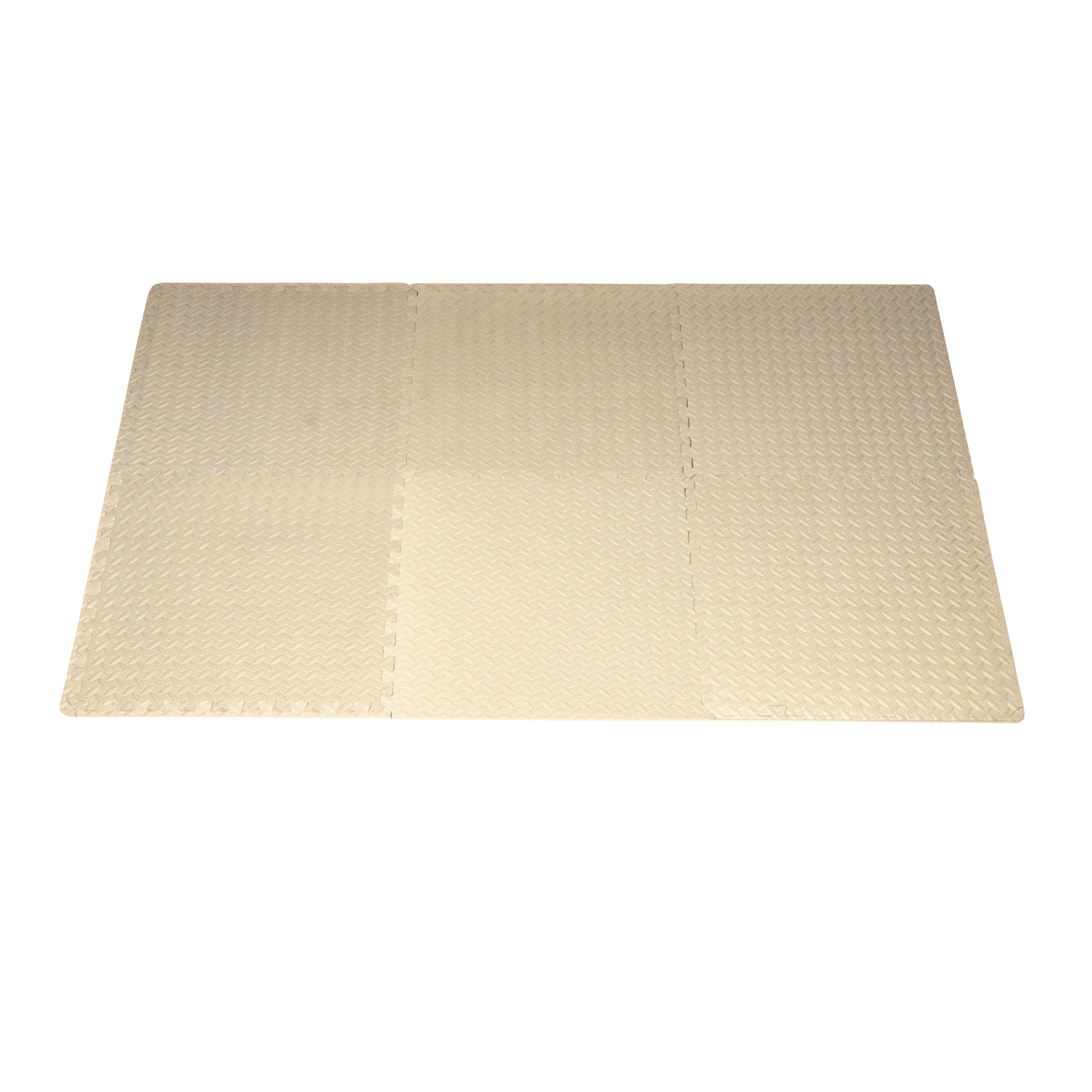 Diamond Plate Exercise Puzzle Mat 1/2-in, Beige, 24 Sq Ft - 6 Tiles