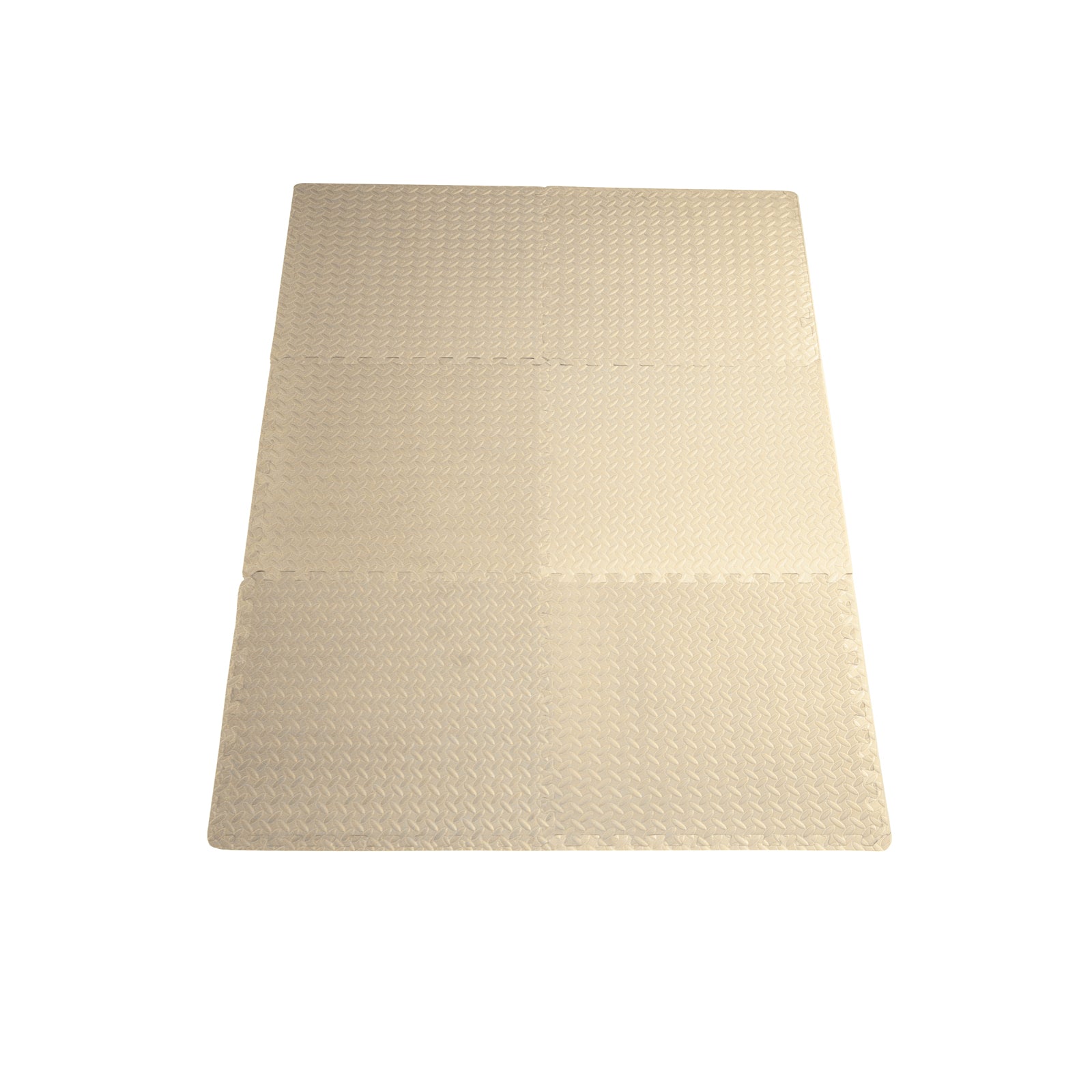 Diamond Plate Exercise Puzzle Mat 1/2-in, Beige, 24 Sq Ft - 6 Tiles