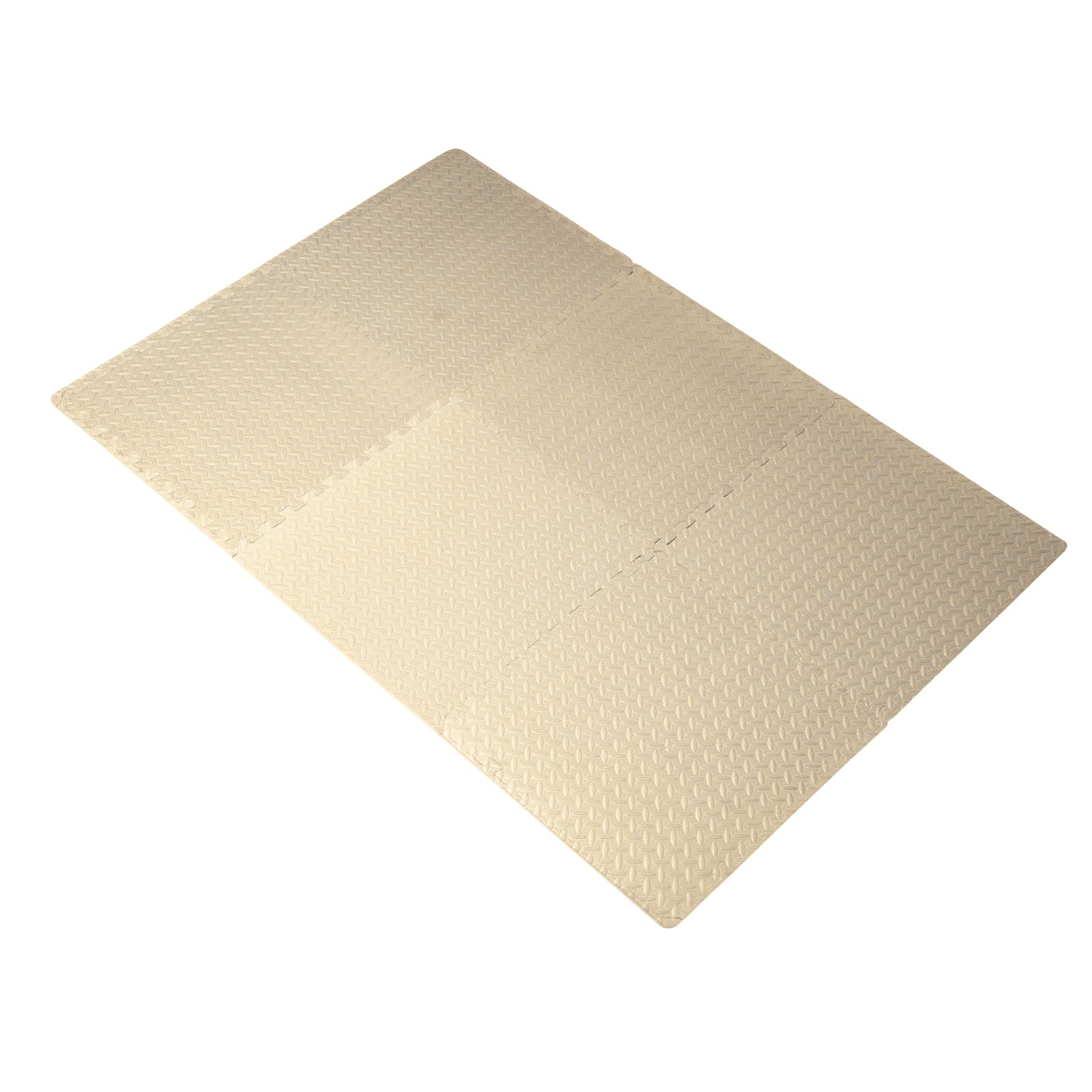 Diamond Plate Exercise Puzzle Mat 1/2-in, Beige, 24 Sq Ft - 6 Tiles