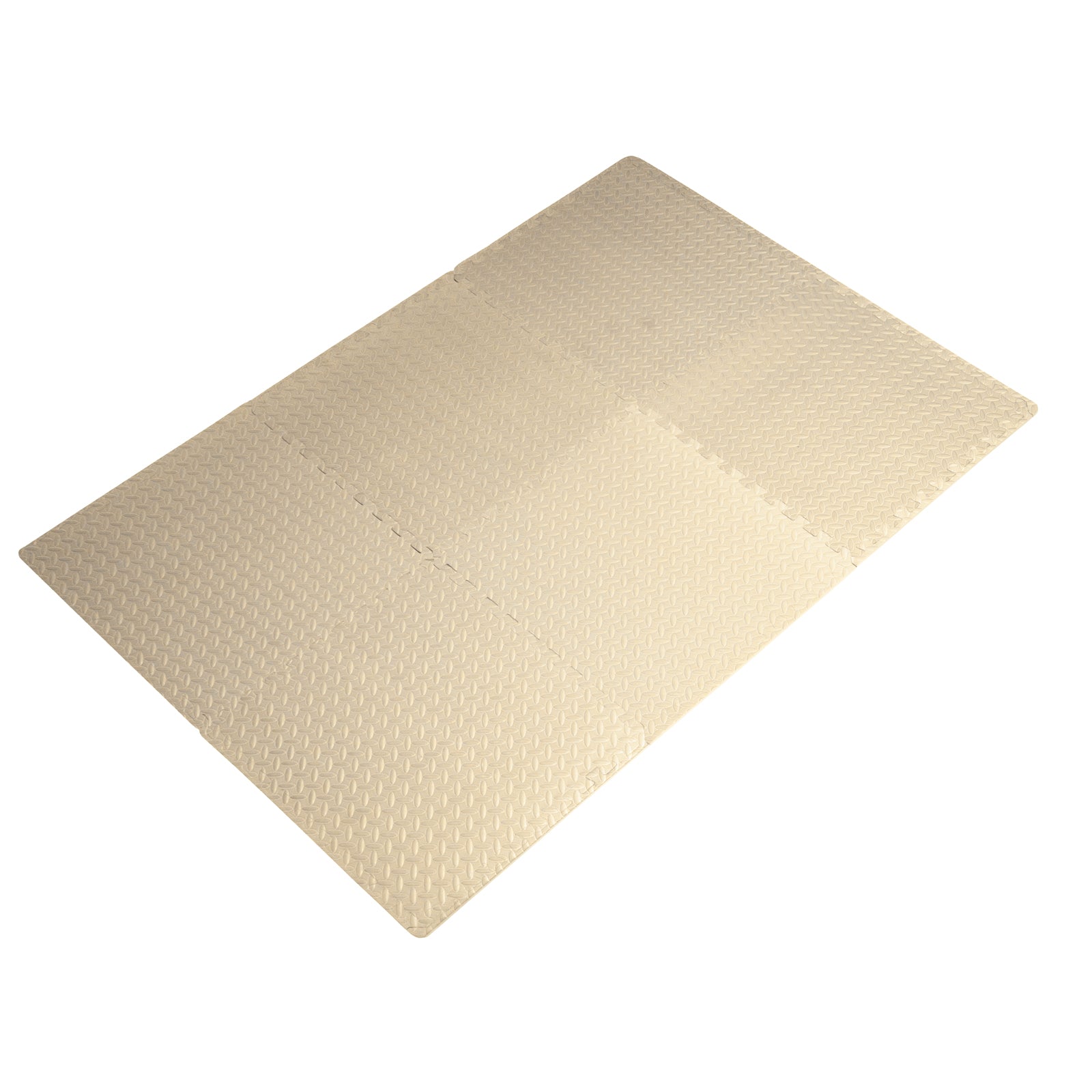 Diamond Plate Exercise Puzzle Mat 1/2-in, Beige, 24 Sq Ft - 6 Tiles