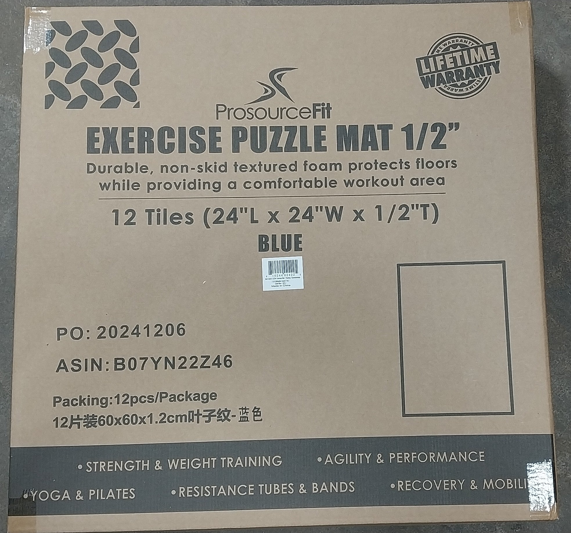Diamond Plate Exercise Puzzle Mat 1/2-in, Blue, 48 Sq Ft - 12 Tiles