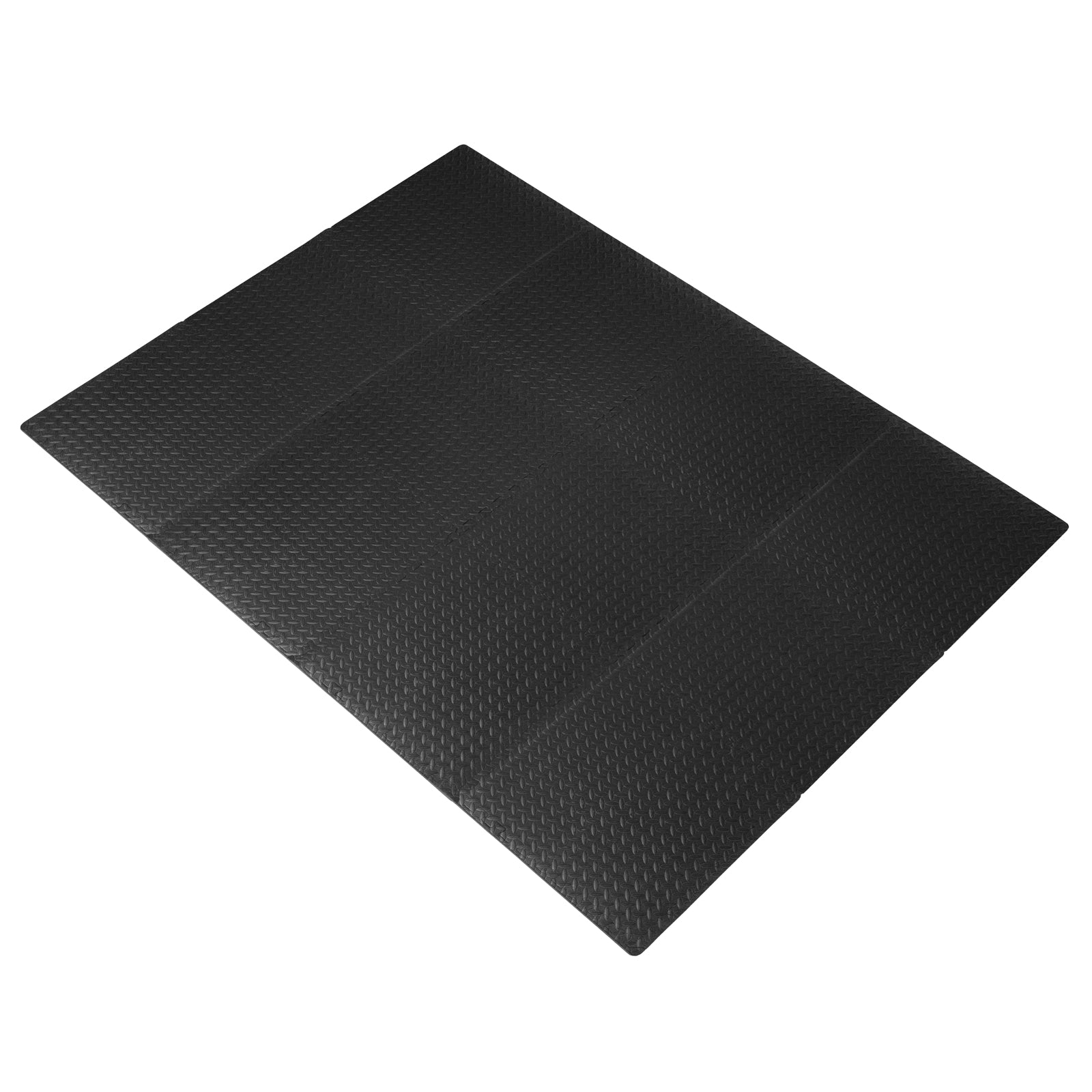 Diamond Plate Exercise Puzzle Mat 1/2-in, Black, 48 Sq Ft - 12 Tiles