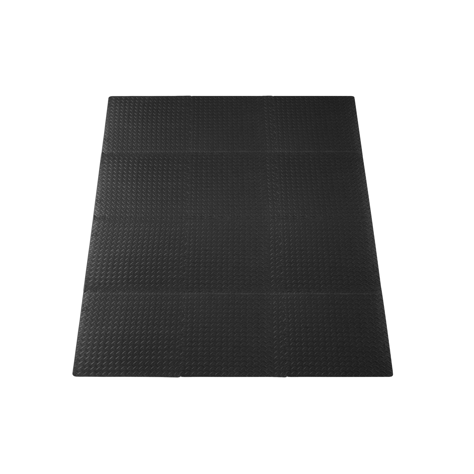 Diamond Plate Exercise Puzzle Mat 1/2-in, Black, 48 Sq Ft - 12 Tiles