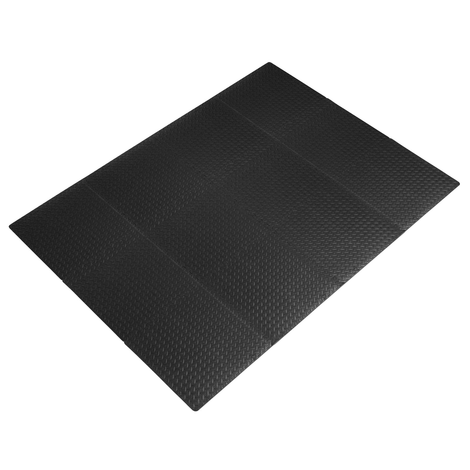 Diamond Plate Exercise Puzzle Mat 1/2-in, Black, 48 Sq Ft - 12 Tiles