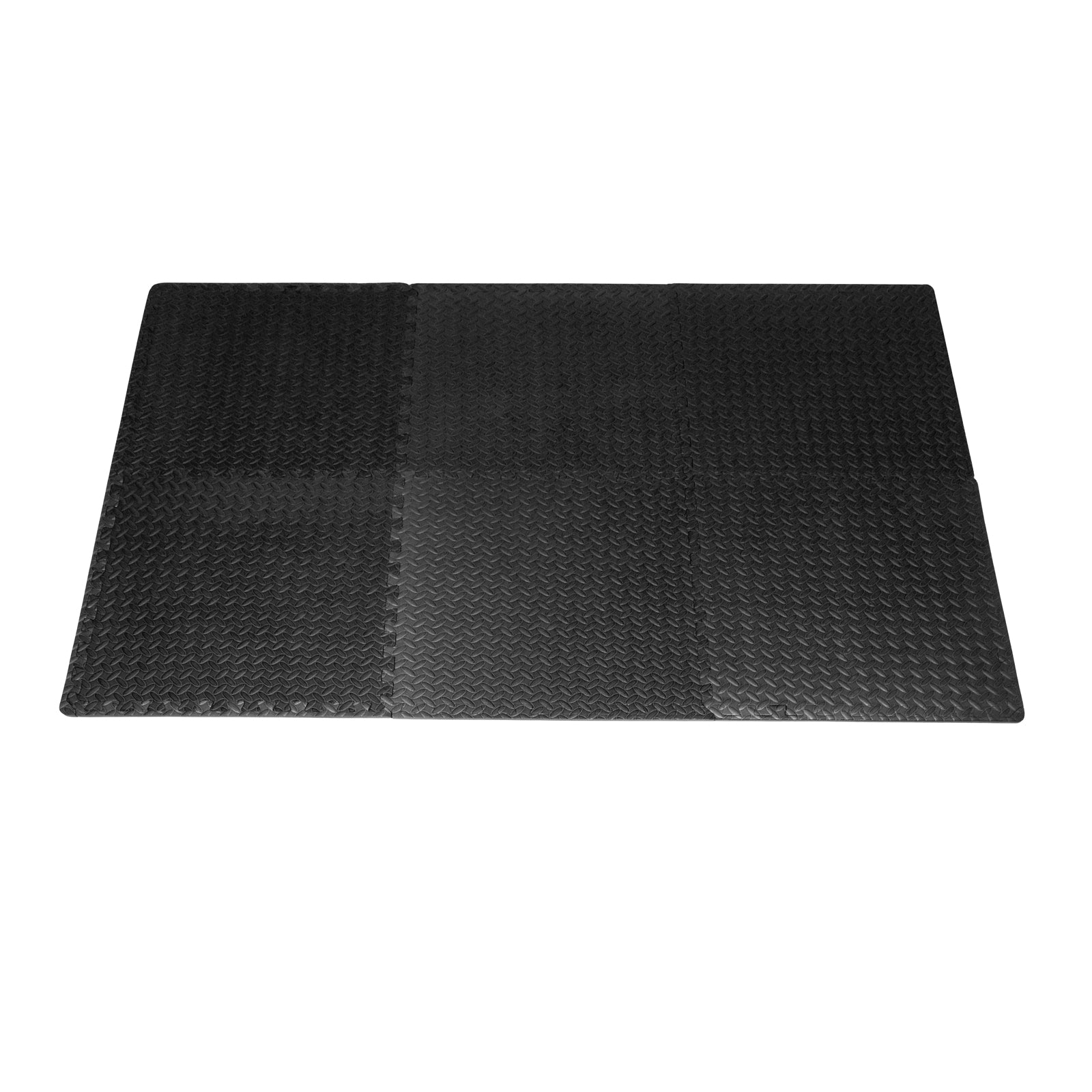 Diamond Plate Exercise Puzzle Mat 1/2-in, Black, 24 Sq Ft - 6 Tiles