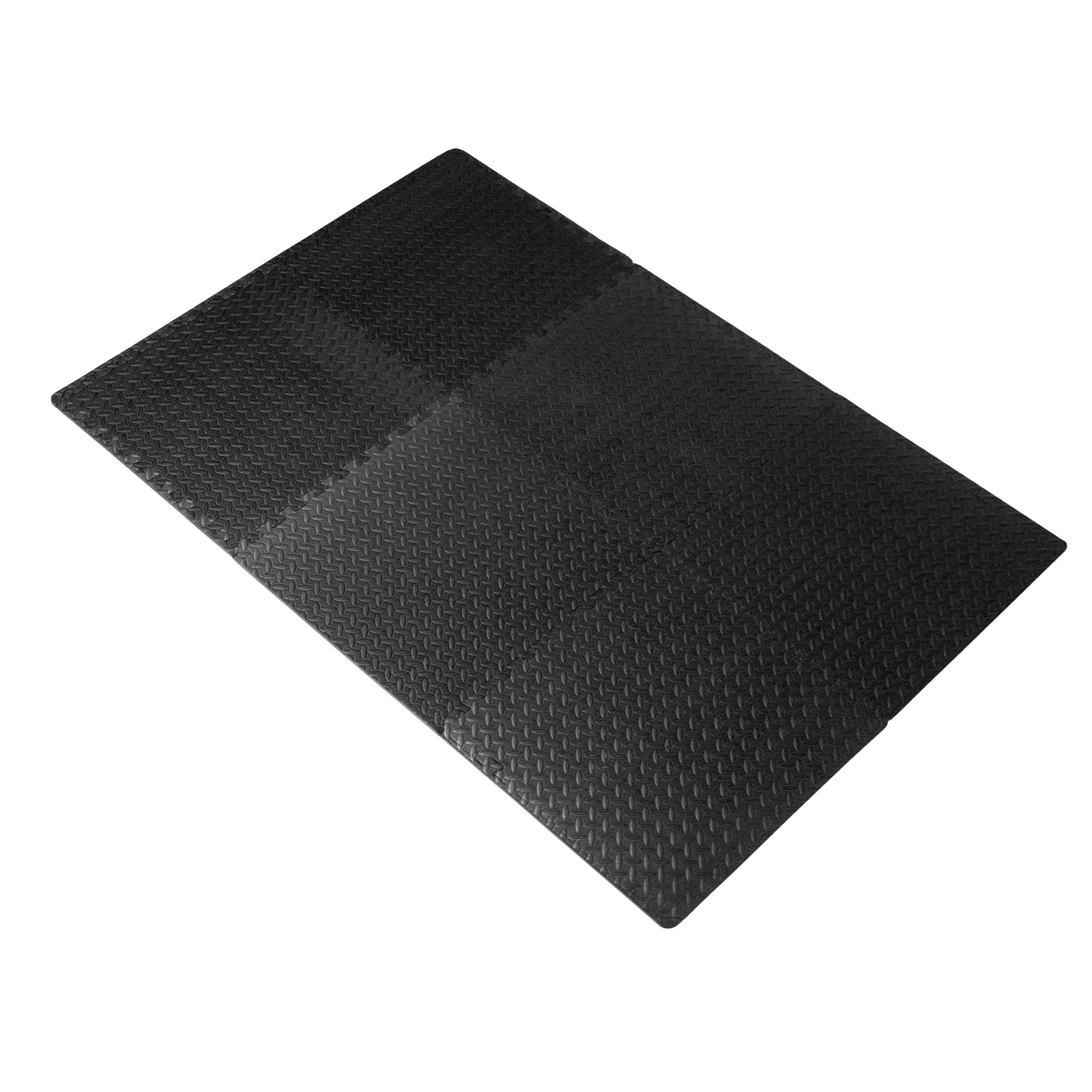 Diamond Plate Exercise Puzzle Mat 1/2-in, Black, 24 Sq Ft - 6 Tiles
