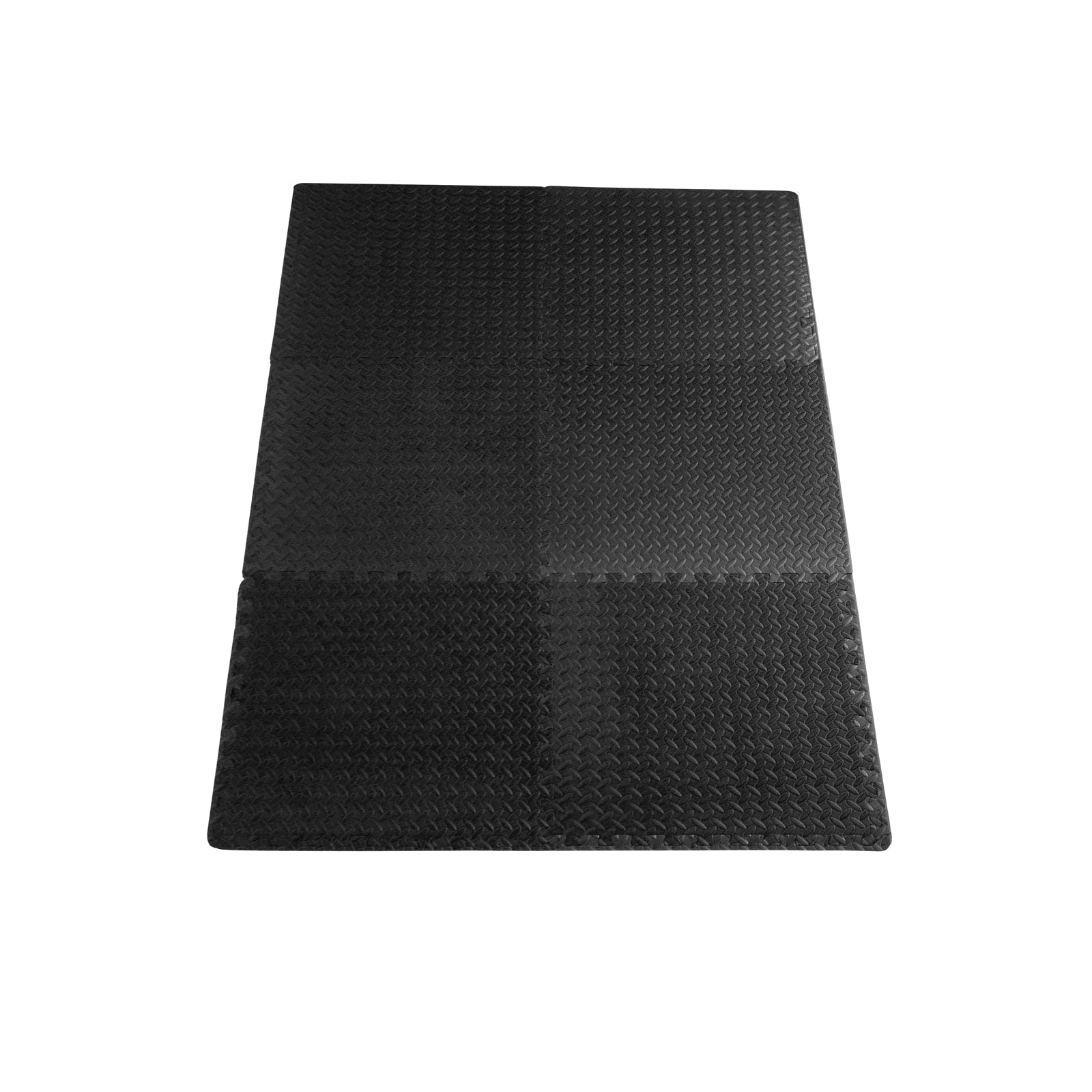 Diamond Plate Exercise Puzzle Mat 1/2-in, Black, 24 Sq Ft - 6 Tiles