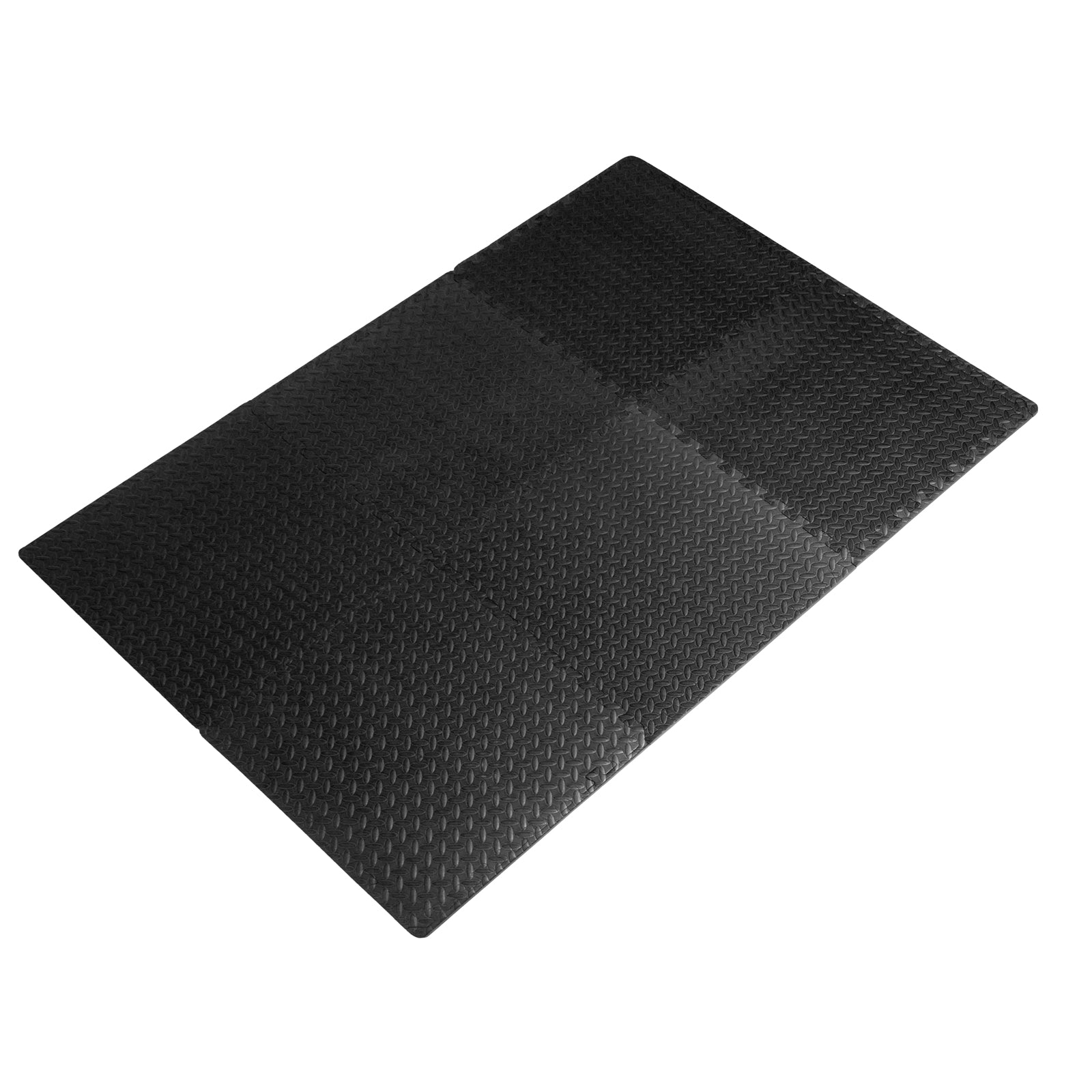 Diamond Plate Exercise Puzzle Mat 1/2-in, Black, 24 Sq Ft - 6 Tiles