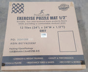 Exercise Puzzle Mat 1/2-in, Grey, 48 Sq Ft - 12 Tiles