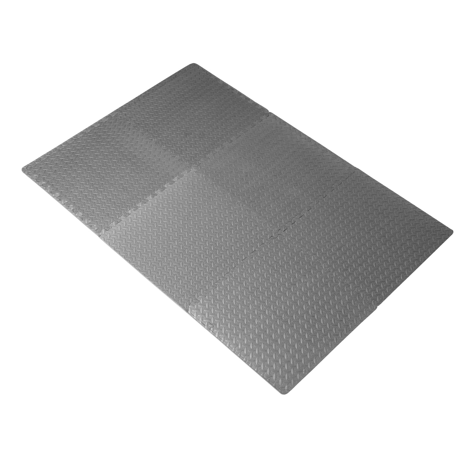Diamond Plate Exercise Puzzle Mat 1/2-in, Gray, 24 Sq Ft - 6 Tiles