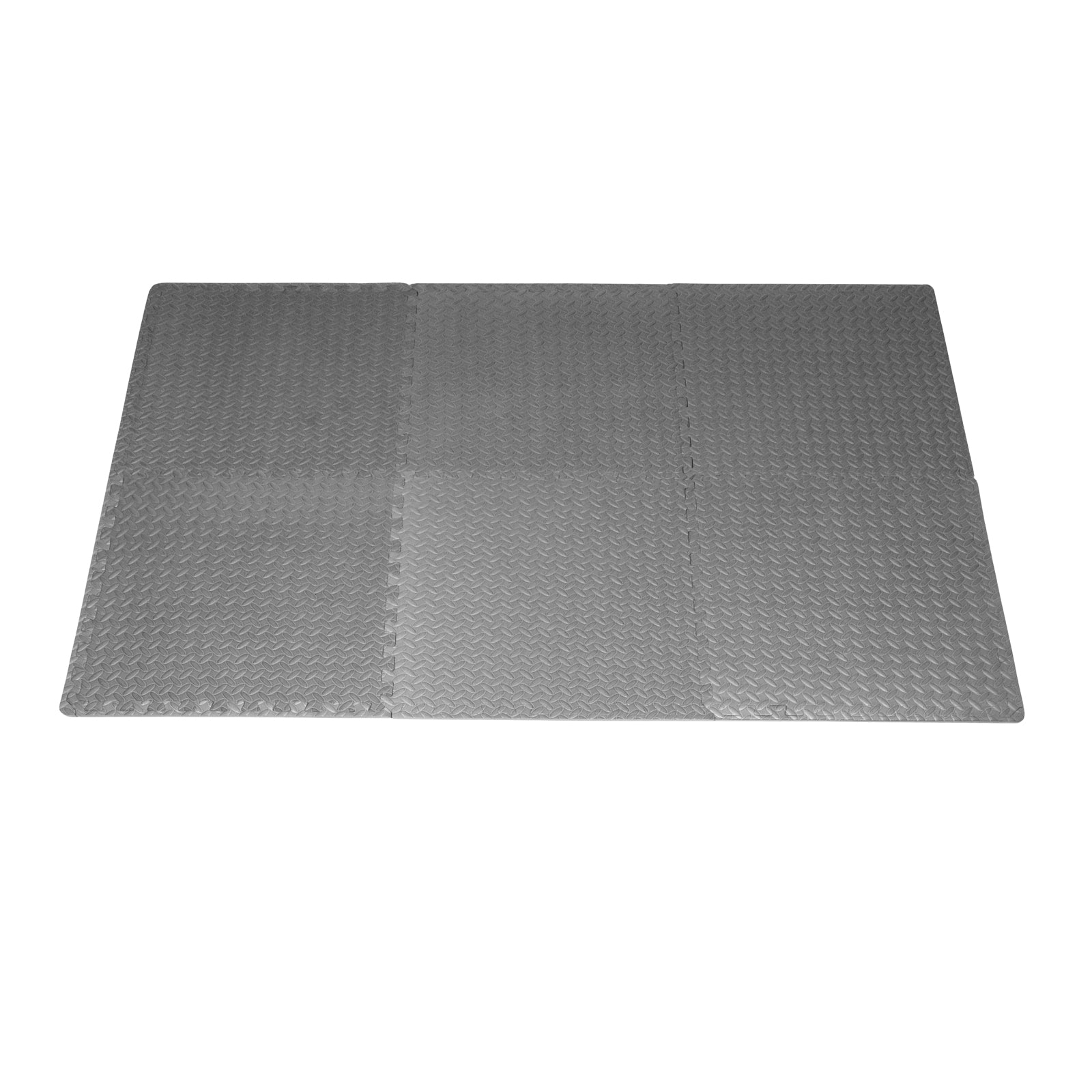 Diamond Plate Exercise Puzzle Mat 1/2-in, Gray, 24 Sq Ft - 6 Tiles