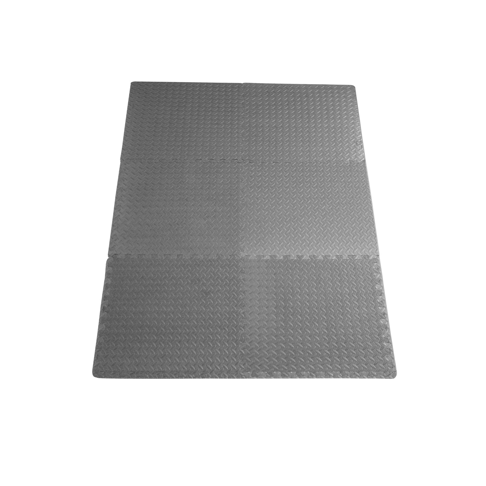 Diamond Plate Exercise Puzzle Mat 1/2-in, Gray, 24 Sq Ft - 6 Tiles