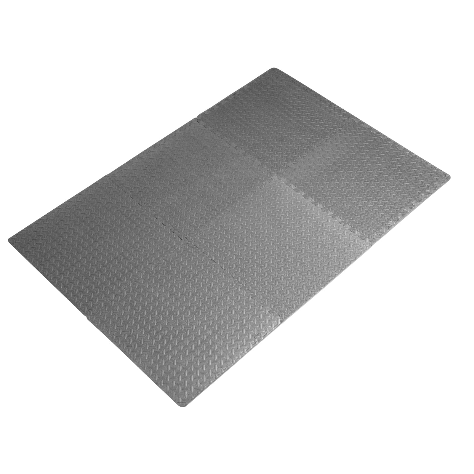 Diamond Plate Exercise Puzzle Mat 1/2-in, Gray, 24 Sq Ft - 6 Tiles