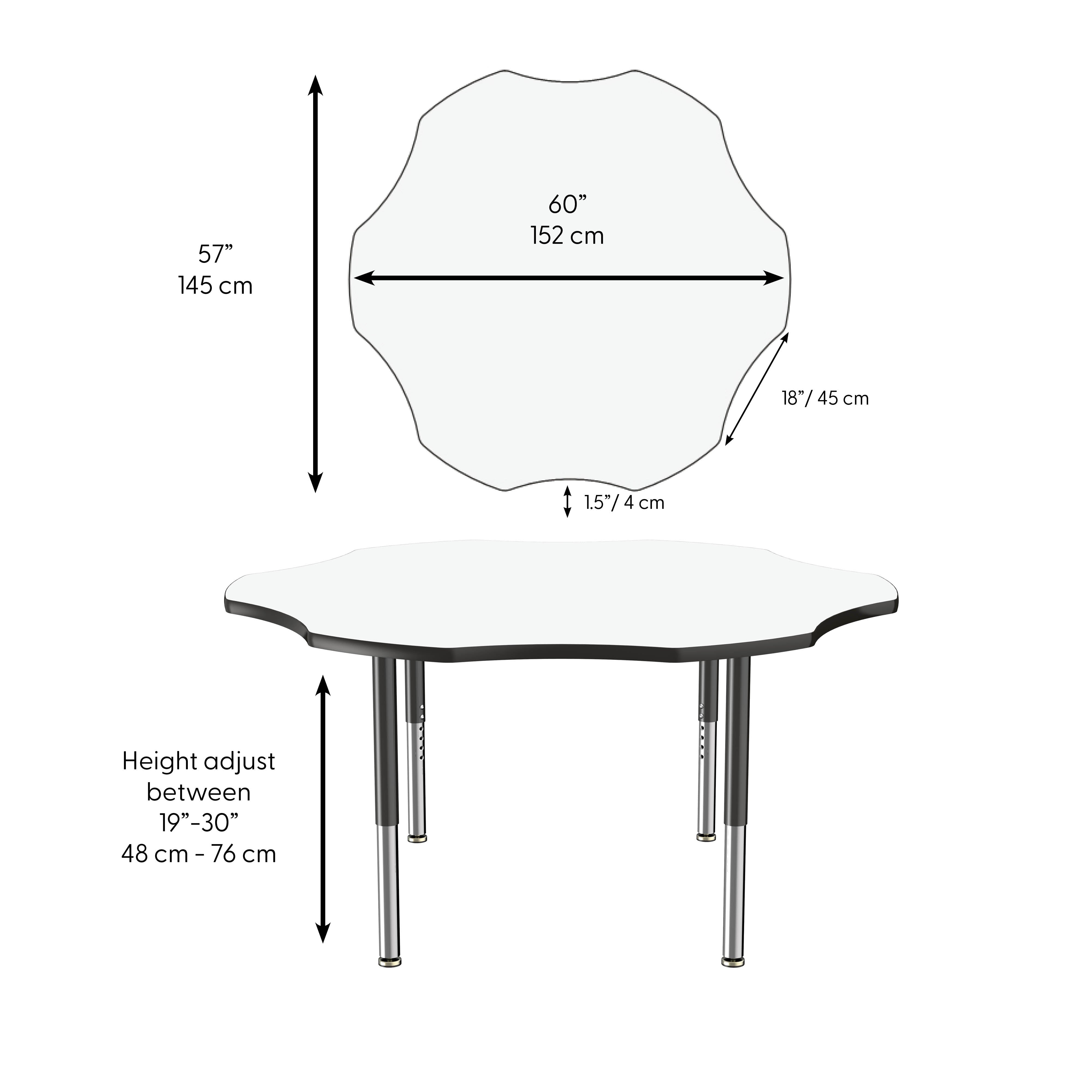 60" x 60" Flower Dry-Erase Activity Table with Adjustable Super Legs - Whiteboard/Black