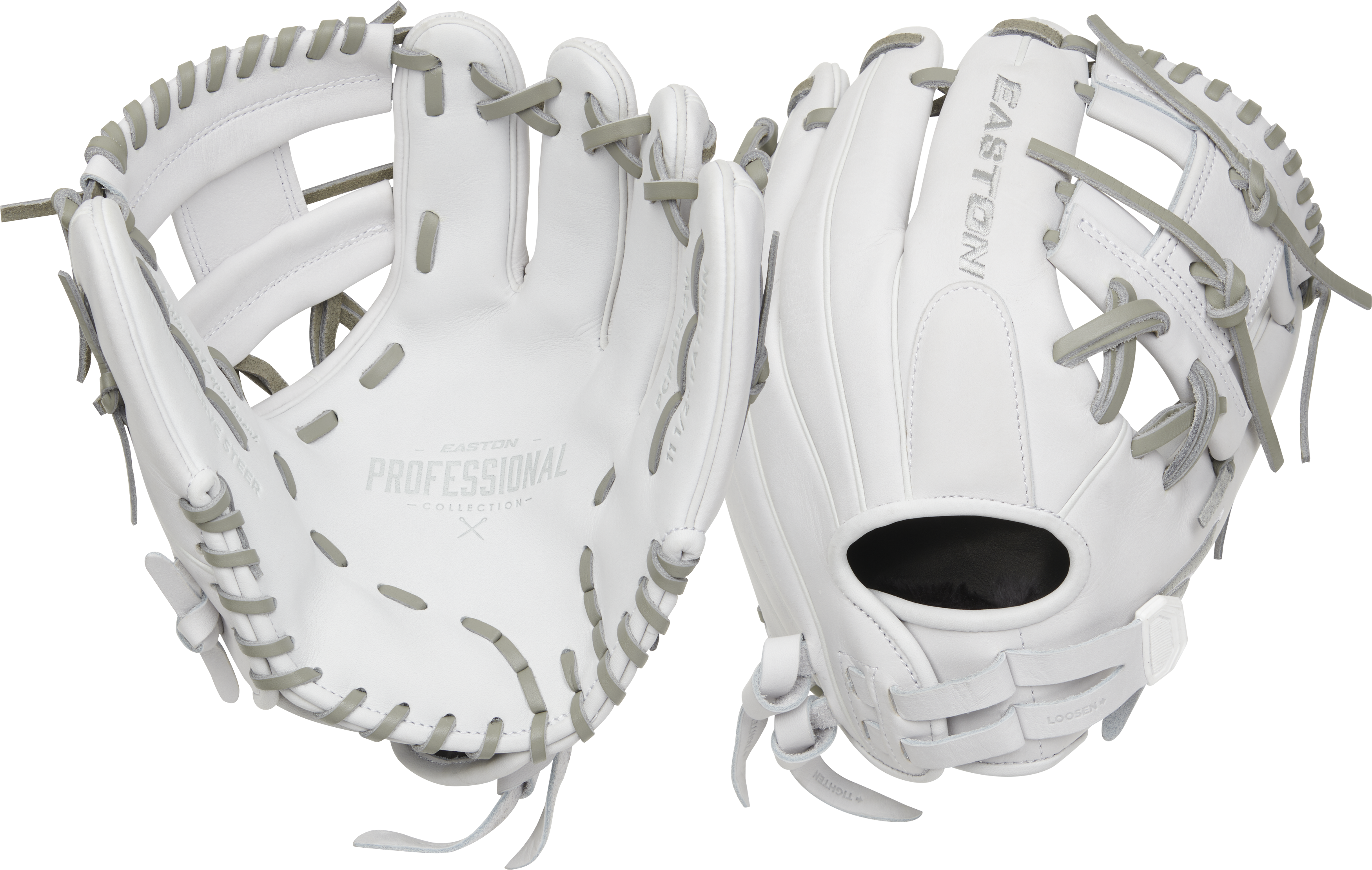 Easton Pro Collection Series 11.5-Inch Softball Glove - Right Hand Thrower - White/Gray