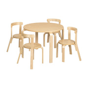 Bentwood Table and Curved Back Chair Set, 5-Piece - Natural