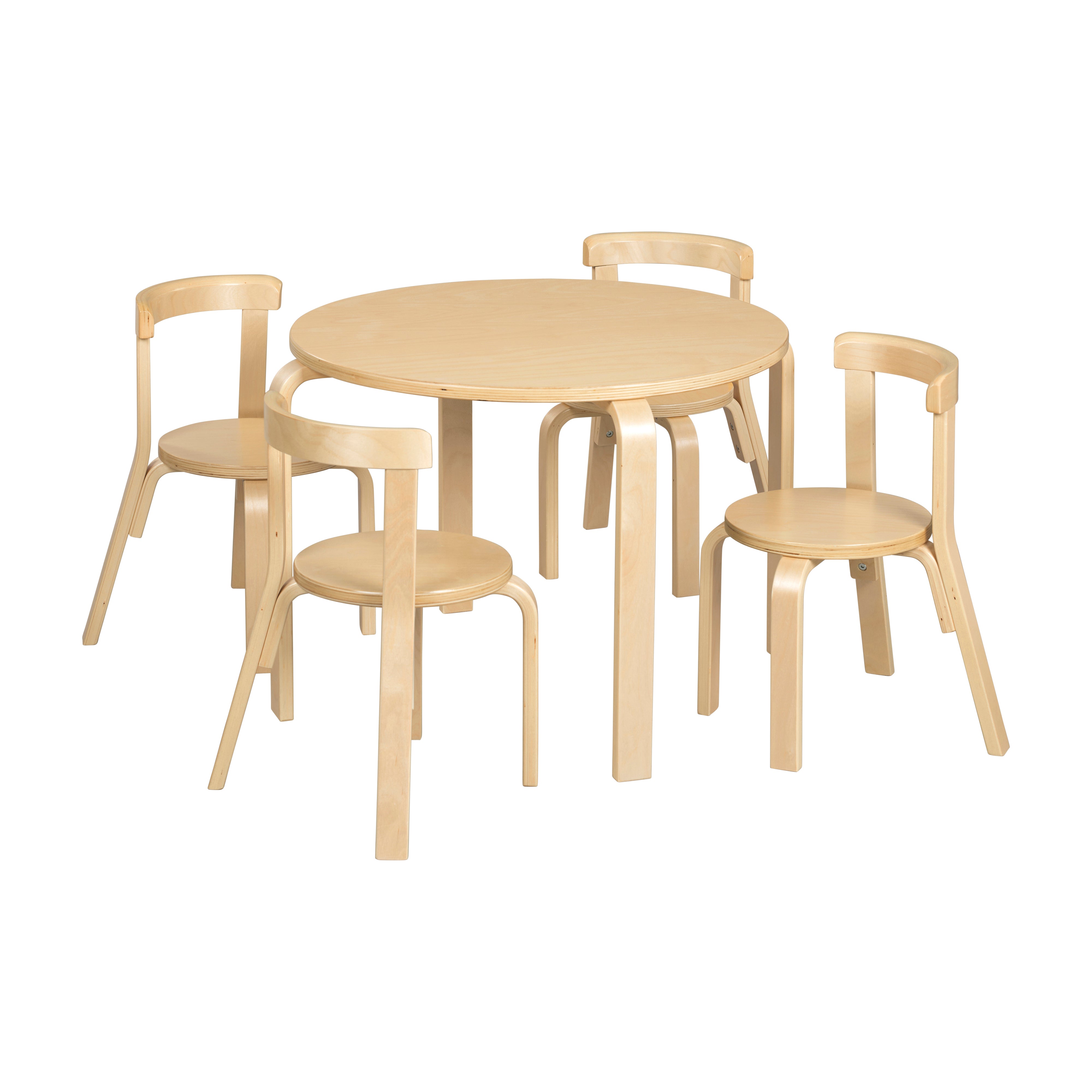 Bentwood Table and Curved Back Chair Set, 5-Piece - Natural