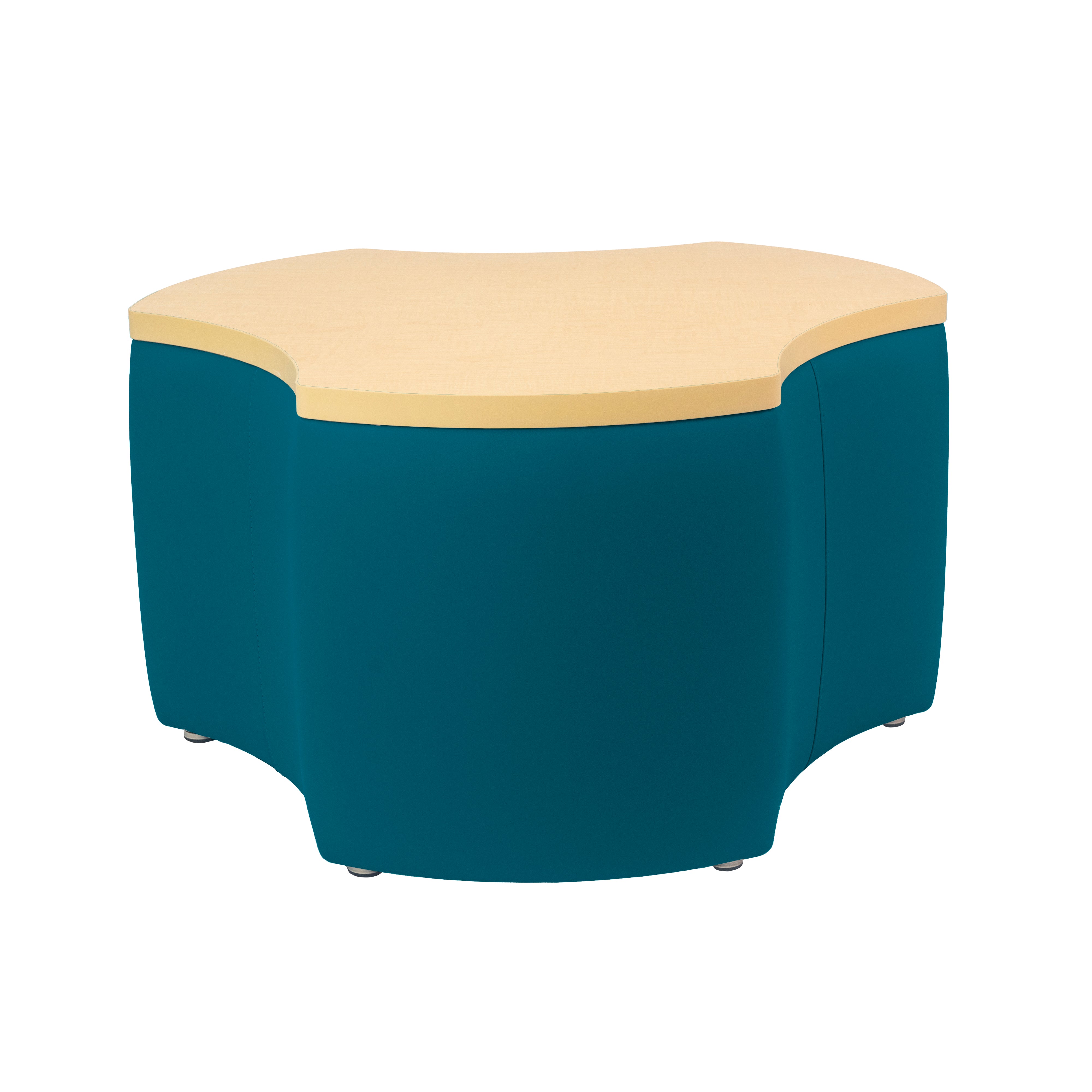 Pro Series Upholstered Cog Ottoman Table 18" Height - Teal/Maple