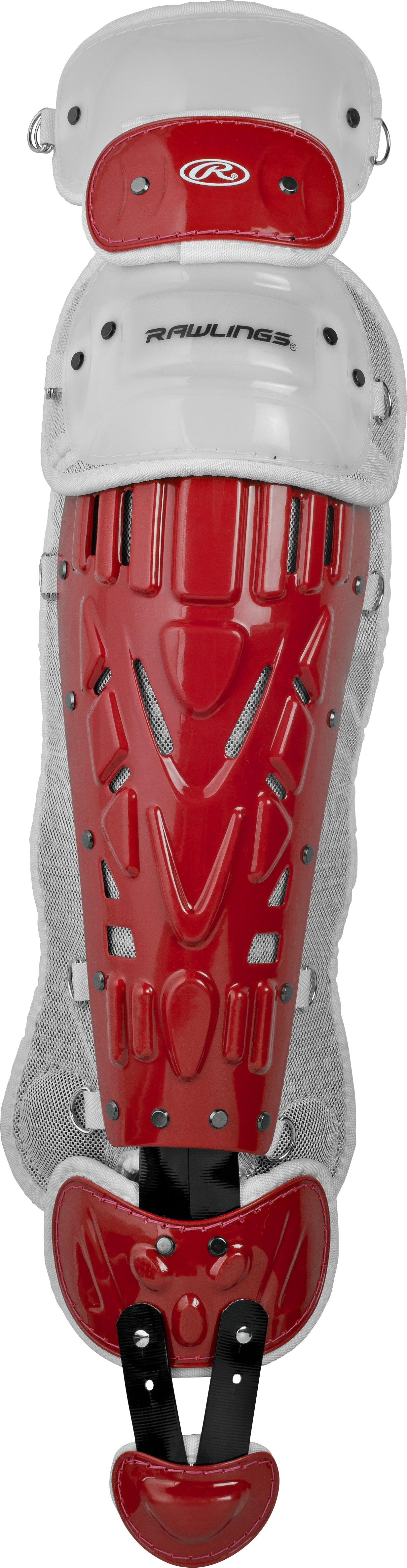 Rawlings Velo 2.0 Adult Catchers Leg Guards - Scarlet/White