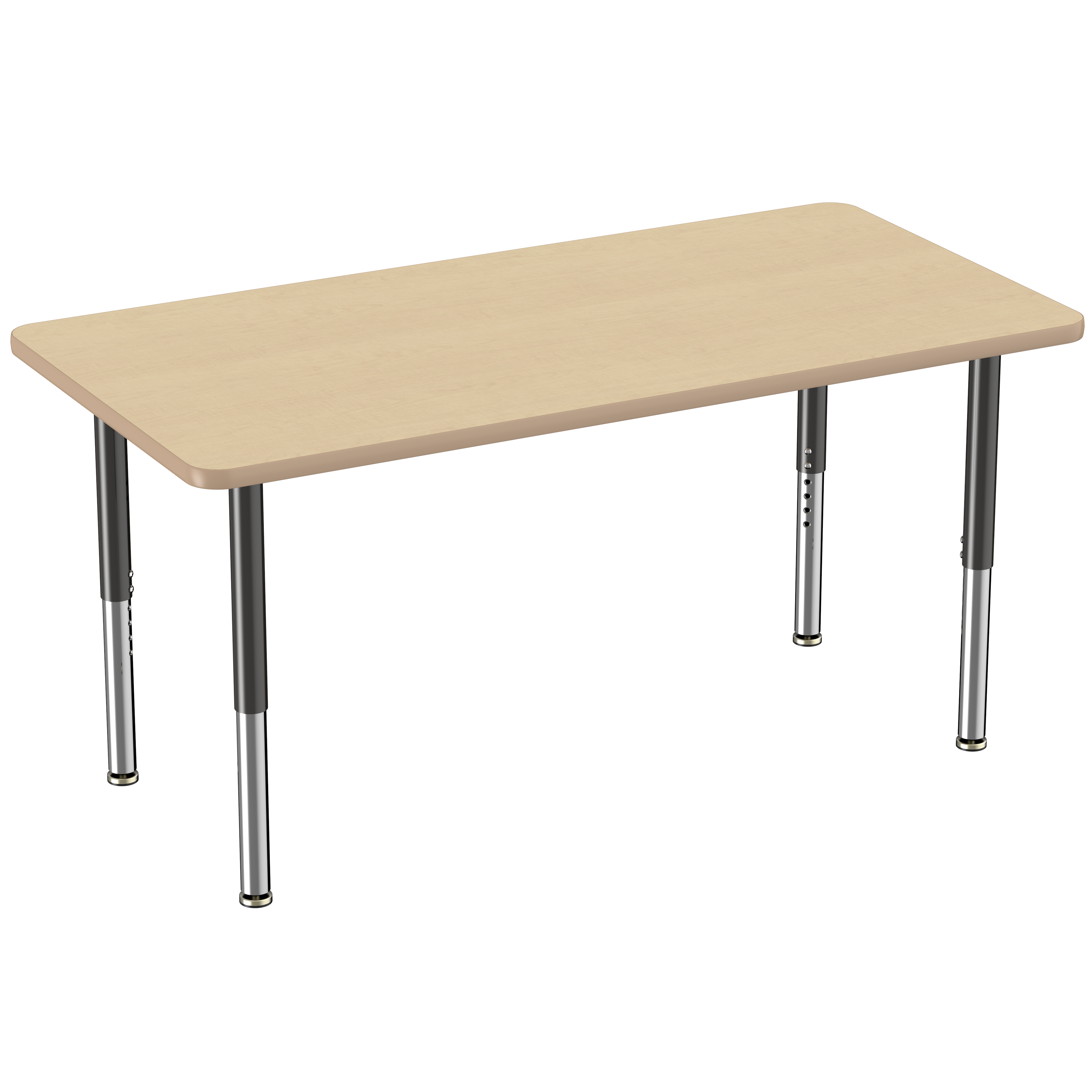30" x 60" Rectangle T-Molding Activity Table with Adjustable Super Legs - Maple/Maple/Black