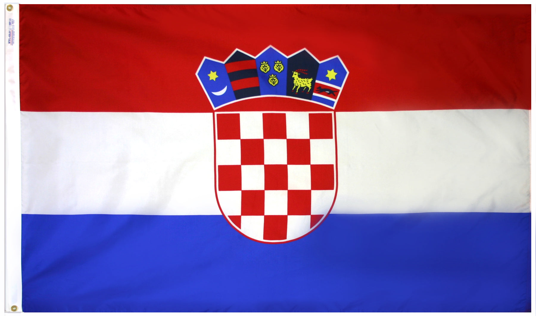Croatia Flag 2x3 ft. Nylon SolarGuard Nyl-Glo 100% Made in USA to Official United Nations Design Specifications.