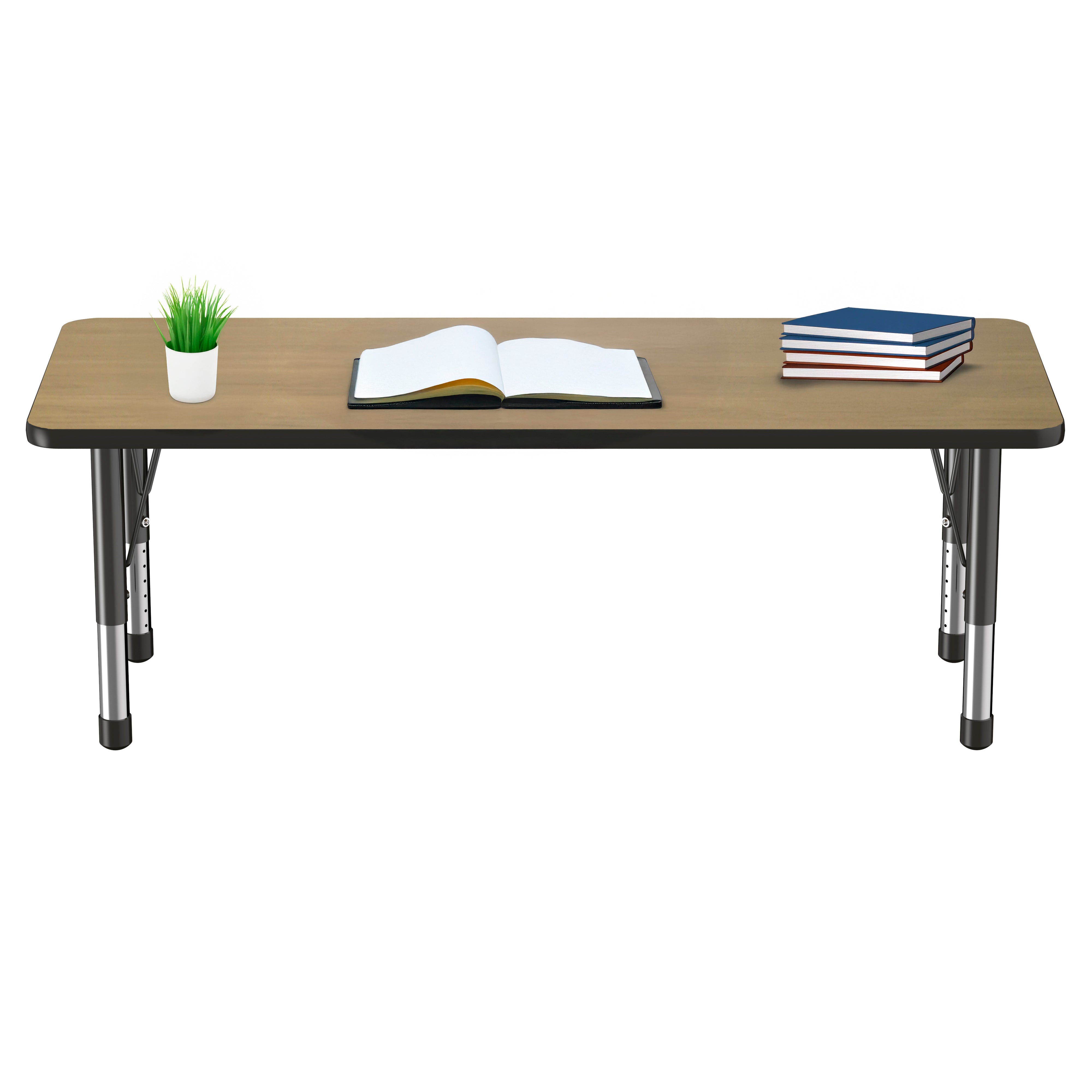 24" x 60" Rectangle T-Molding Activity Table with Adjustable Chunky Legs - Pasadena Oak/Black
