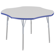 48" x 48" Clover T-Molding Activity Table with Adjustable Standard Swivel Glide Legs - Gray/Blue/Silver