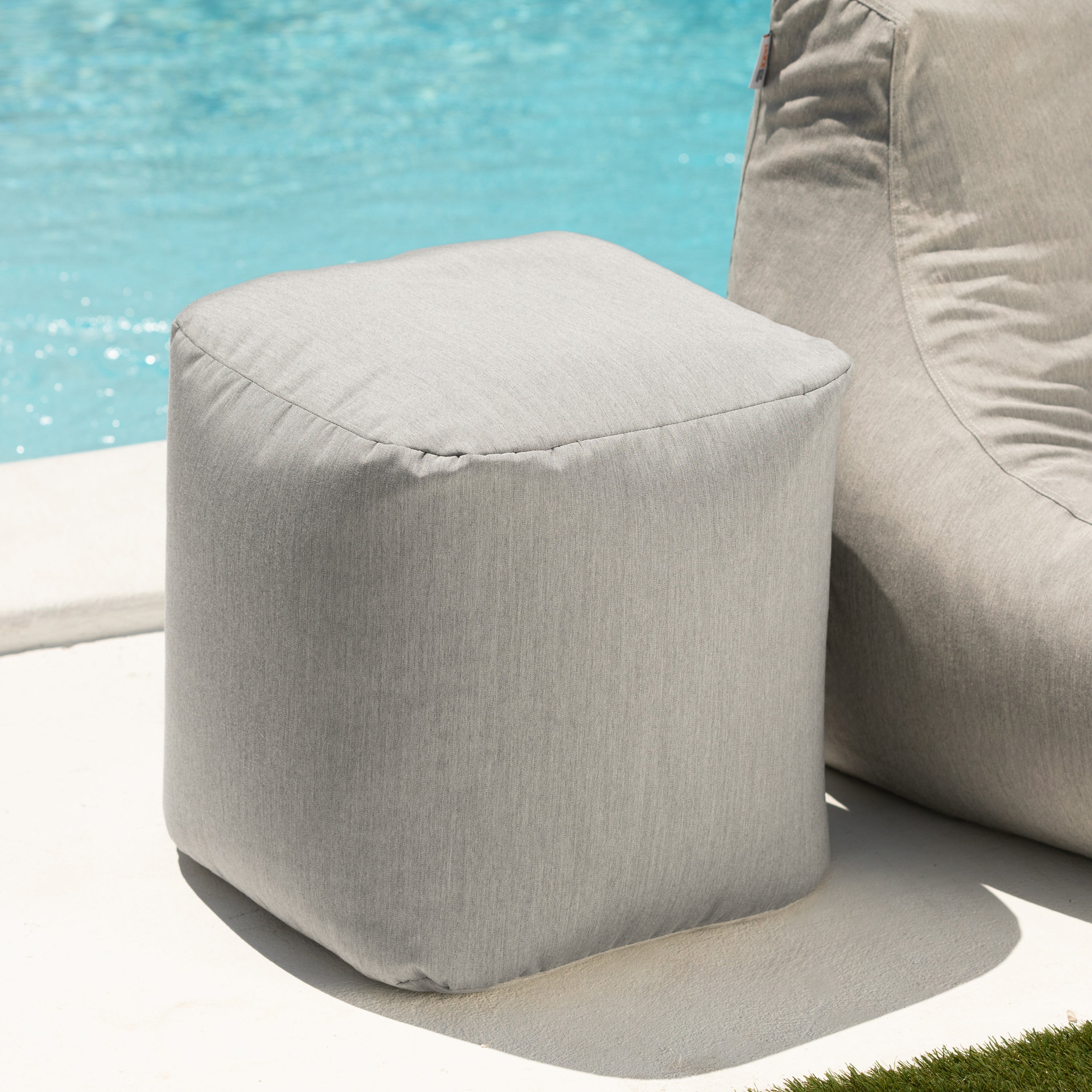 Jaxx Luckie Outdoor Patio Bean Bag Ottoman, Granite