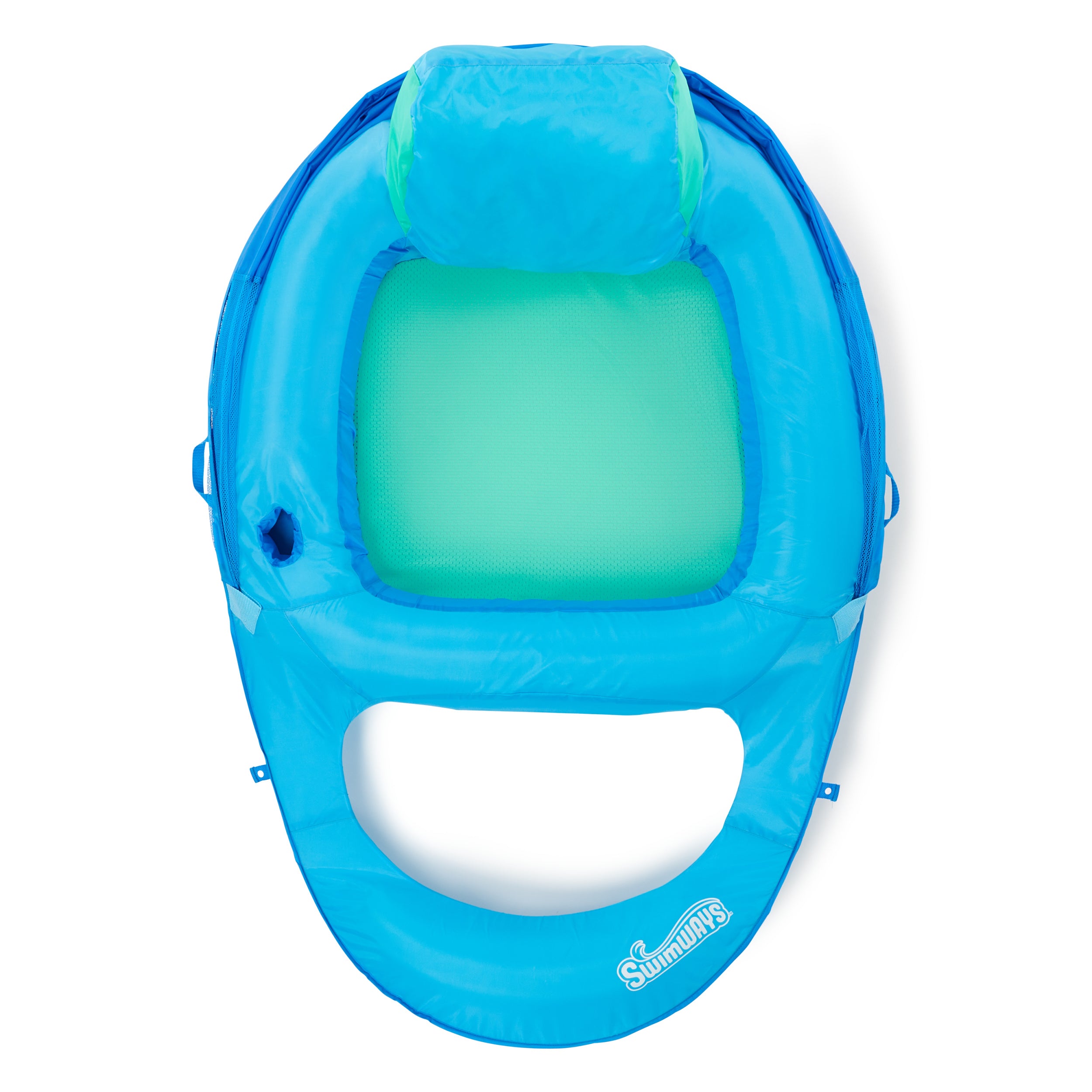 SwimWays Spring Float Premium Recliner Pool Lounge Chair with Adjustable Canopy and Hyper-Flate Valve, Blue