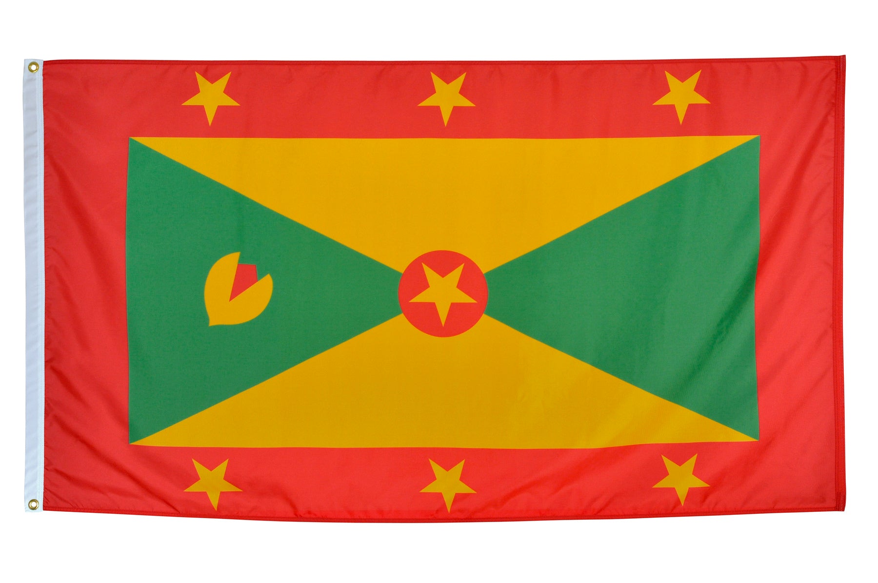 Grenada Flag 2x3 ft. Nylon SolarGuard Nyl-Glo 100% Made in USA to Official United Nations Design Specifications.