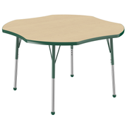 48" x 48" Clover T-Molding Activity Table with Adjustable Standard Ball Glide Legs - Maple/Green