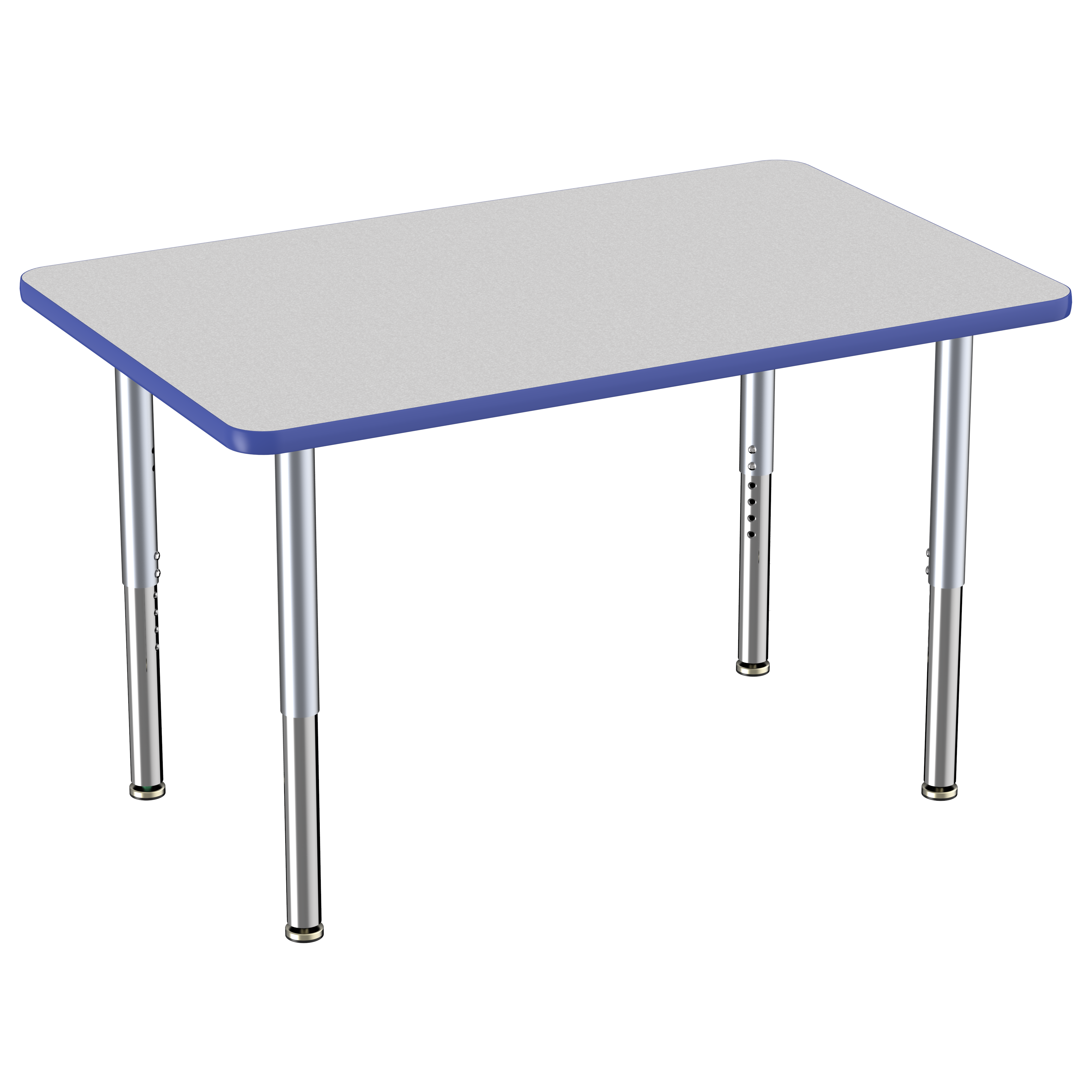 30" x 48" Rectangle Thermofused Activity Table with Adjustable Super Legs - Gray/Blue/Silver