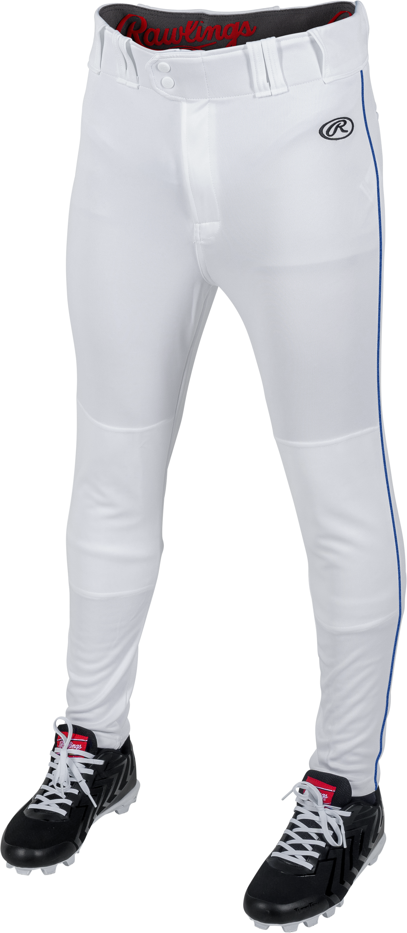 Rawlings Adult Launch Piped Pro Taper Fit Pant  - Small - White/Royal
