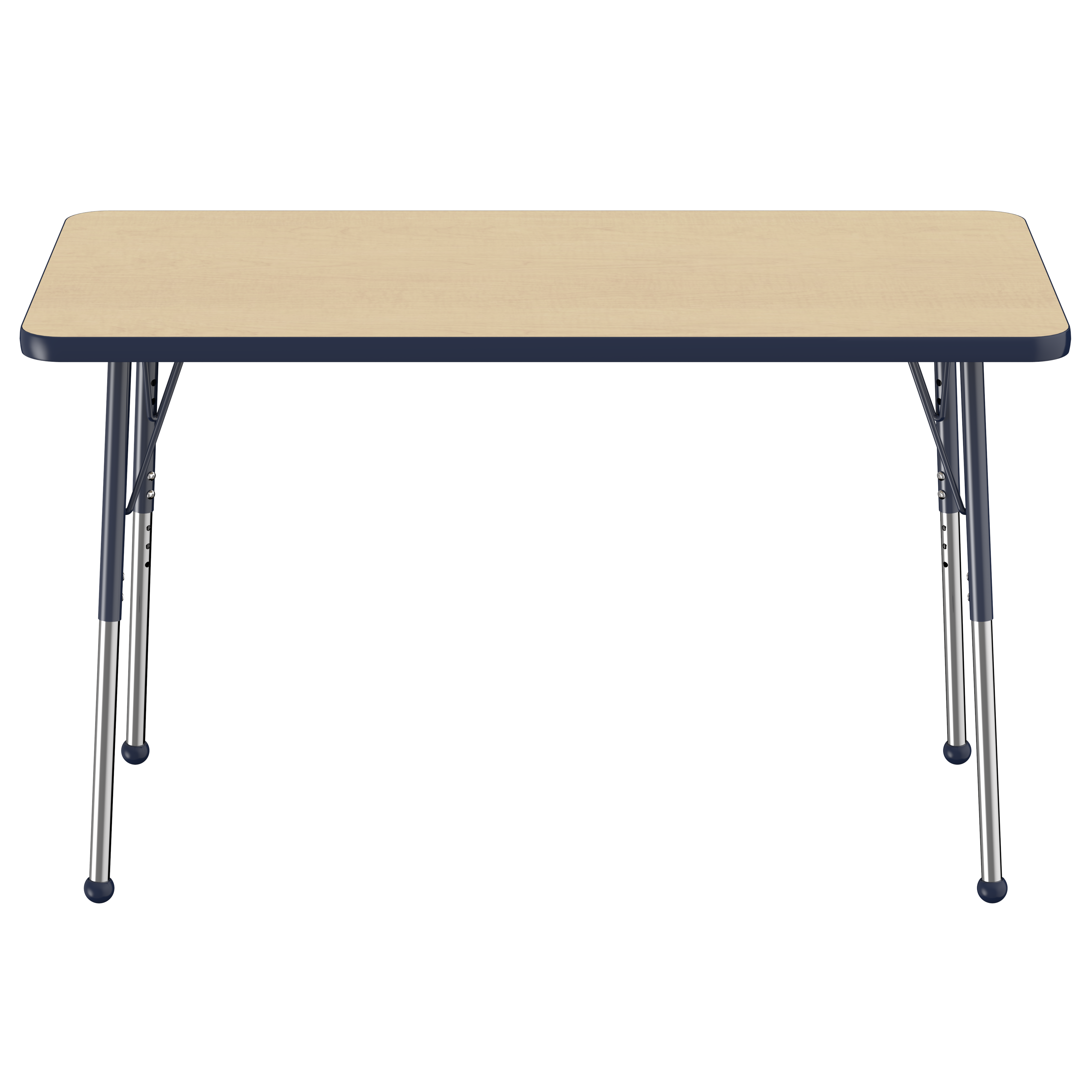 24" x 48" Rectangle T-Molding Activity Table with Adjustable Standard Ball Glide Legs - Maple/Navy