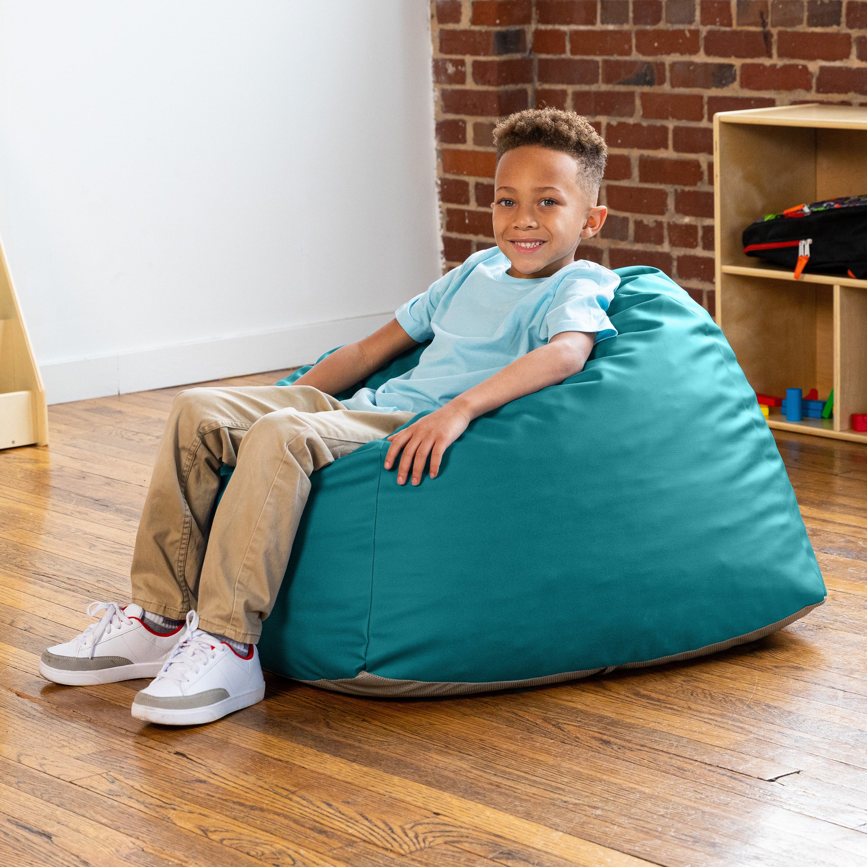 Jaxx Gumdrop Jr. Kids Bean Bag for Early Childhood & Educational Environments, Premium Vinyl - Turquoise