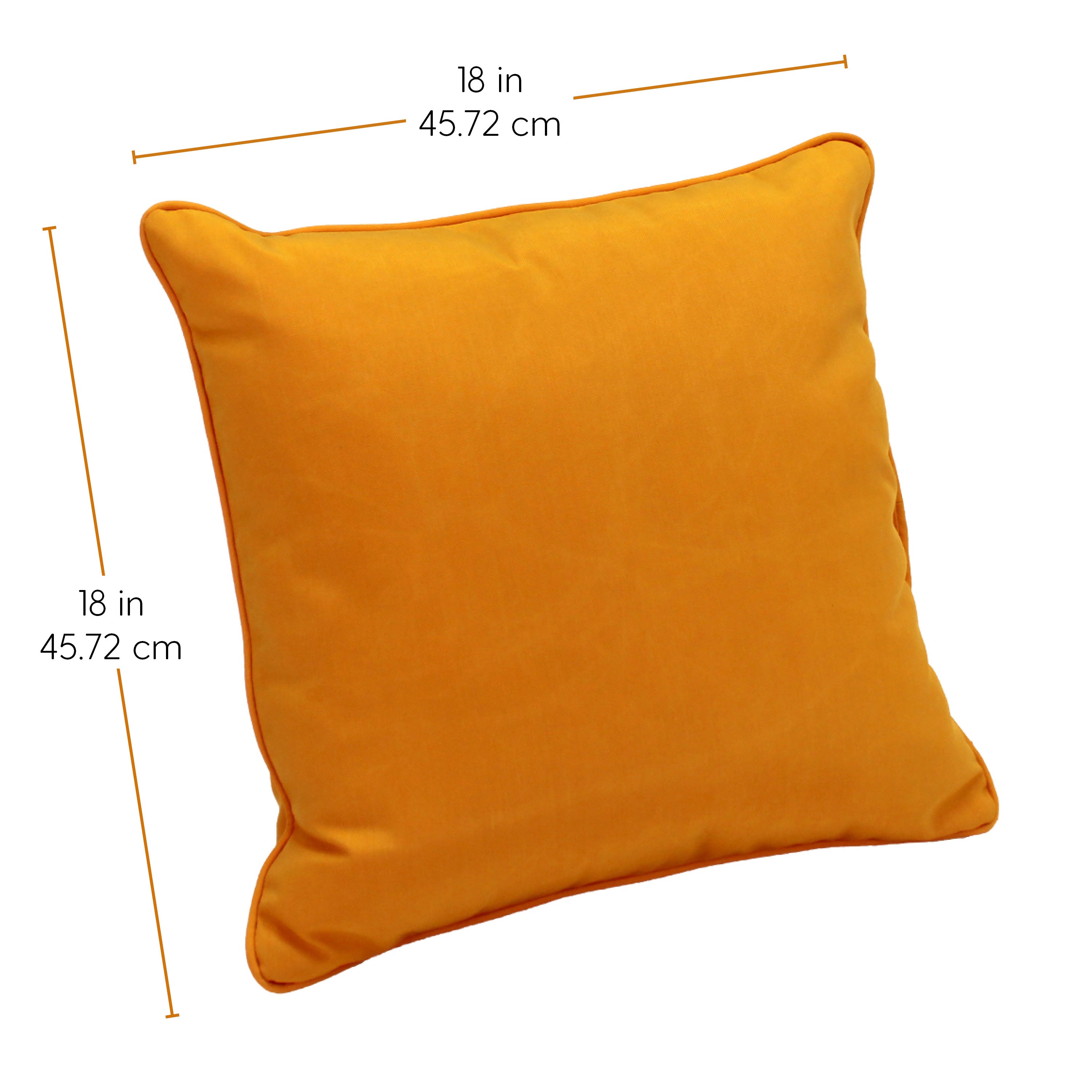 Presidio 18"x 18" Square Indoor/Outdoor Pillow with Piping, 2-Piece - Marigold