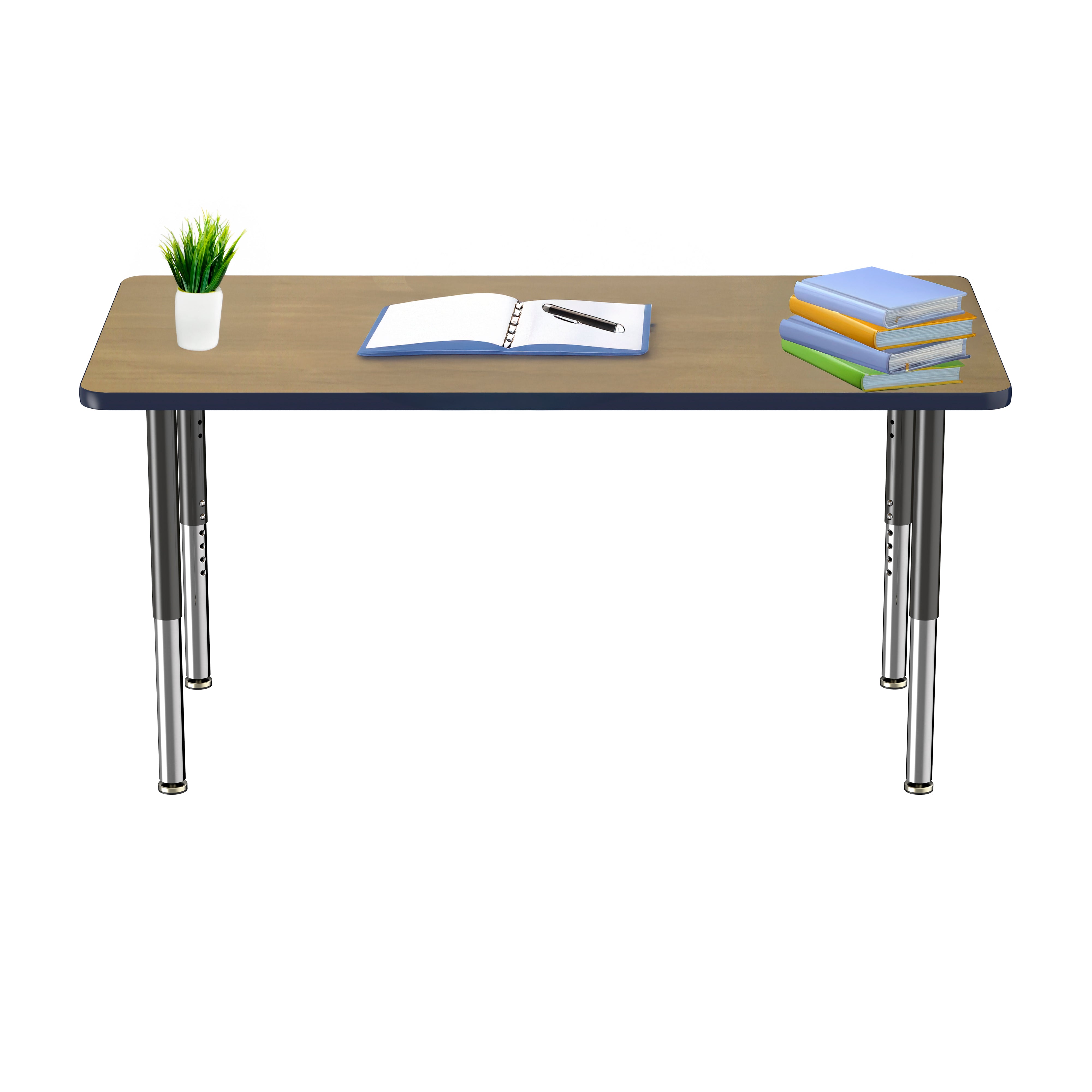 30" x 60" Rectangle T-Molding Activity Table with Adjustable Super Legs - Pasadena Oak/Black