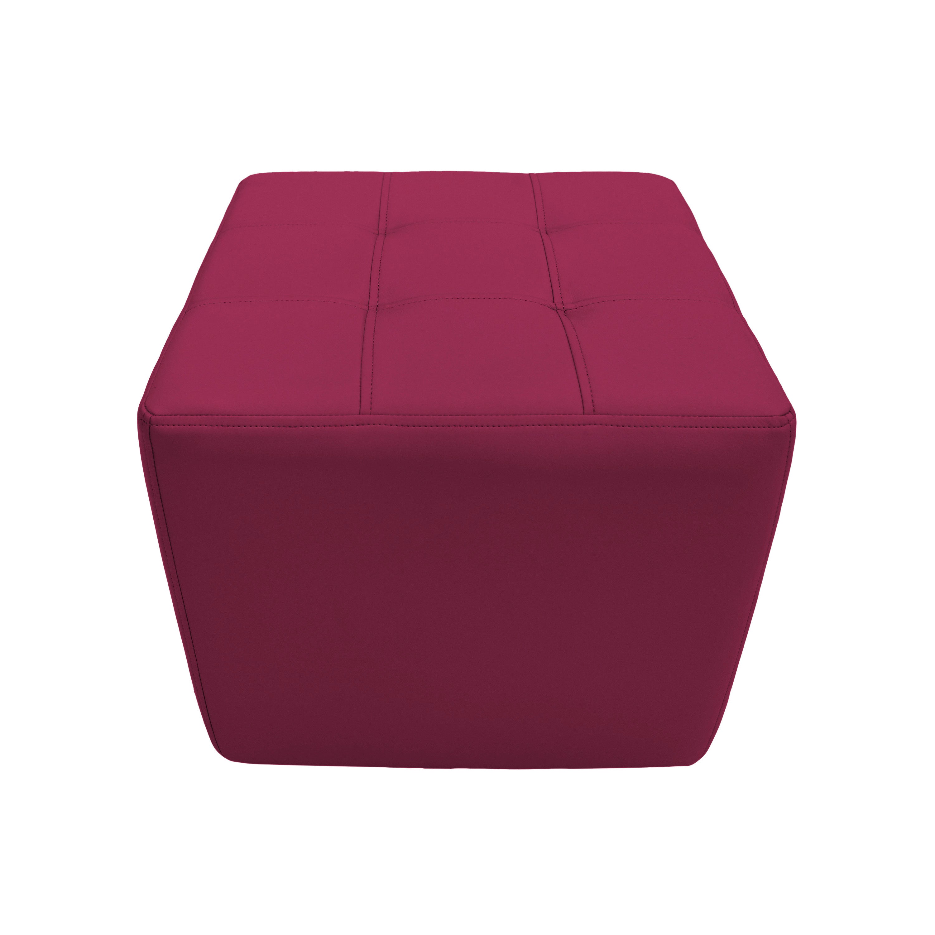 Tufted Square Ottoman 16" Height - Raspberry