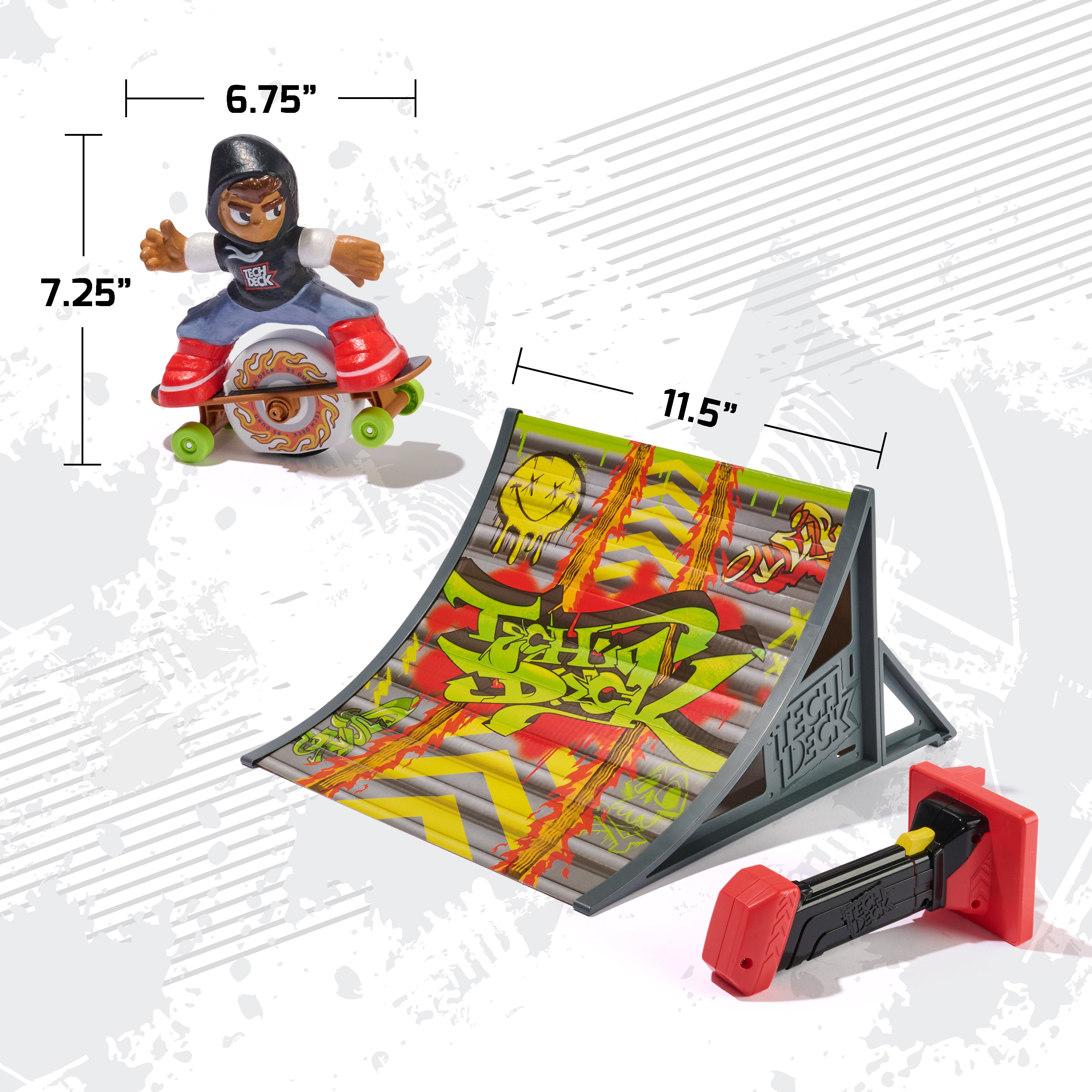 Tech Deck Shred N' Blast Sk8board, Motorized Finger Skateboard Toy with Rider & Ramp for Fast Tricks & High Jumps, Kids Toys for Boys and Girls Ages 6 & Up, Batteries Required