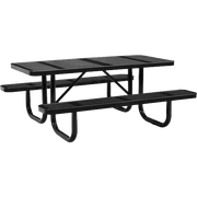 Perforated Punched Steel Portable Picnic Table, Rectangular, 96inch (Black)