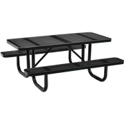 Perforated Punched Steel Portable Picnic Table, Rectangular, 6ft (72inch) (Black)