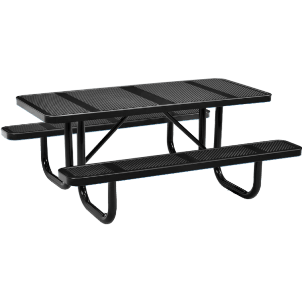 Perforated Punched Steel Portable Picnic Table, Rectangular, 6ft (72inch) (Black)
