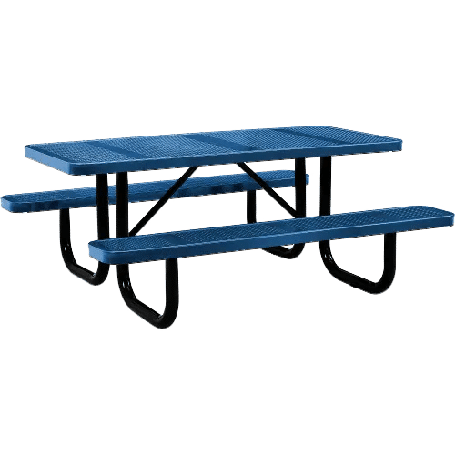 Perforated Punched Steel Portable Picnic Table, Rectangular, 6ft (72inch) (Blue)