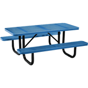 Perforated Punched Steel Portable Picnic Table, Rectangular, 96inch (Blue)