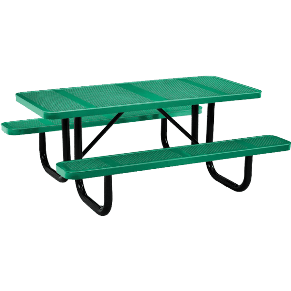Perforated Punched Steel Portable Picnic Table, Rectangular, 6ft (72inch) (Green)