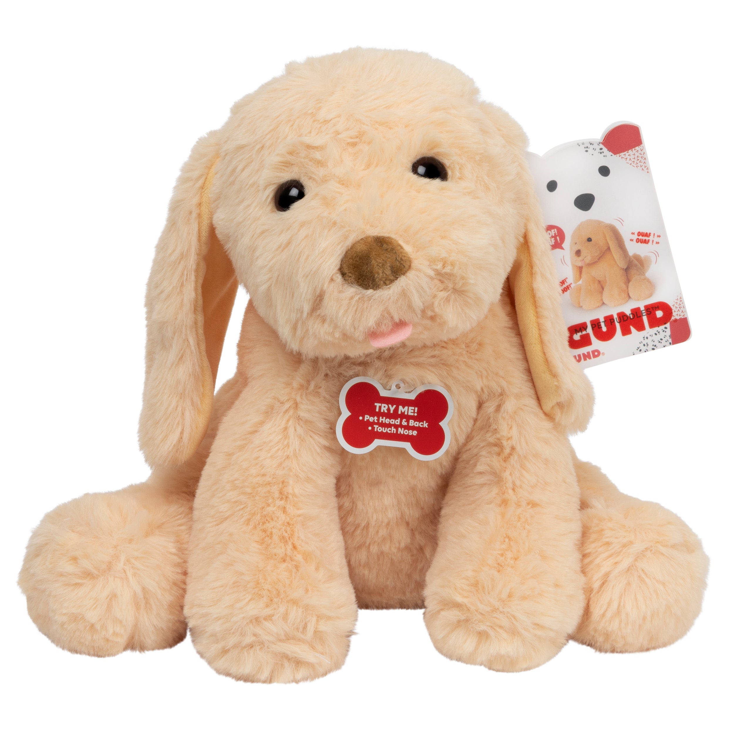 Baby GUND My Pet Puddles Animated Plush, Premium Stuffed Animal Barking Plush Puppy Dog for Ages 1 and Up, Yellow, 12”