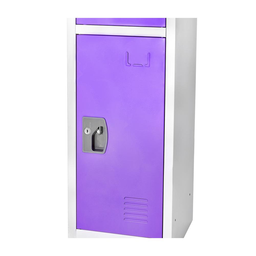 72 in. H x 12 in. W x 12 in. D Triple-Compartment Steel Tier Key Lock Storage Locker in Purple 2 Pack