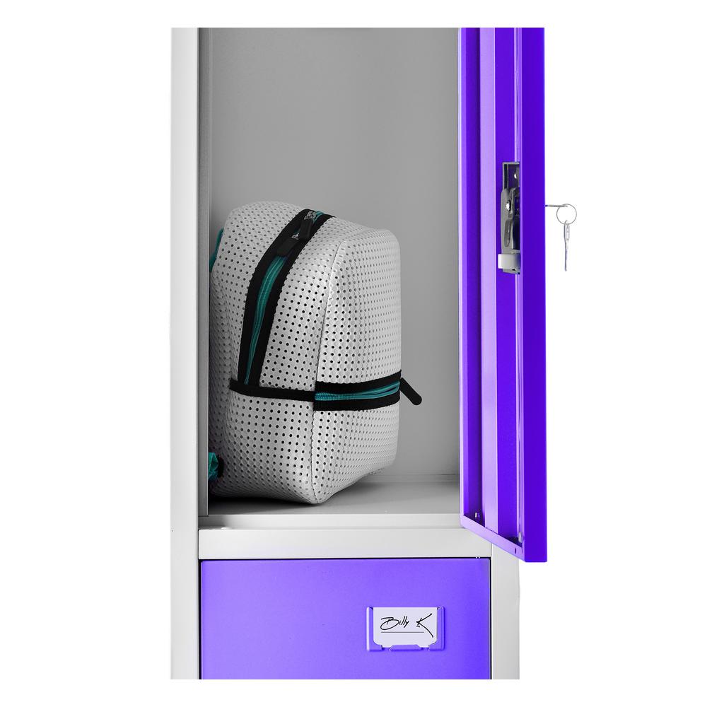 72 in. H x 12 in. W x 12 in. D Triple-Compartment Steel Tier Key Lock Storage Locker in Purple (4-Pack)