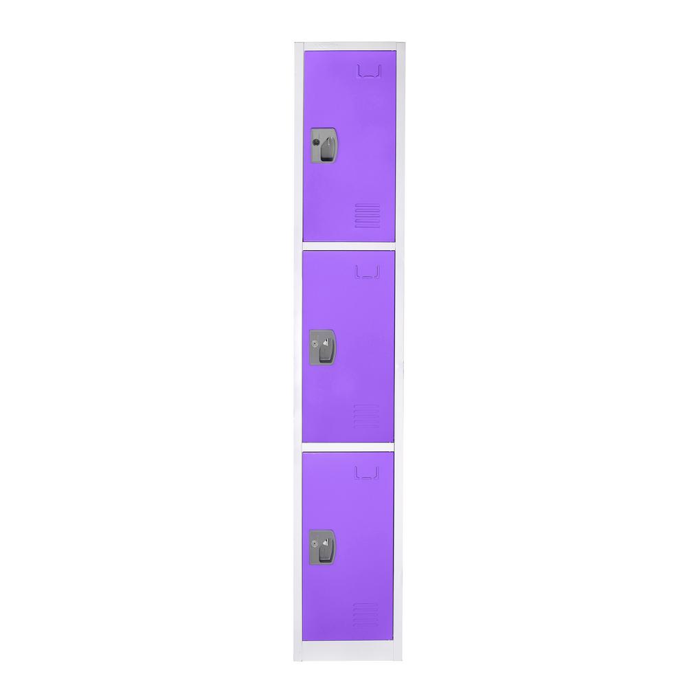 72 in. H x 12 in. W Triple-Compartment Steel Storage Locker