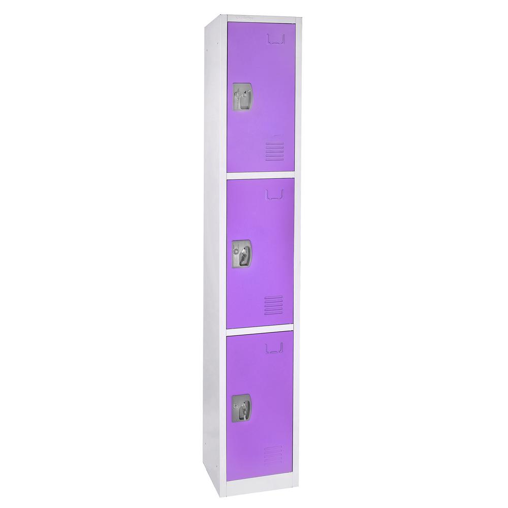 72 in. H x 12 in. W Triple-Compartment Steel Storage Locker
